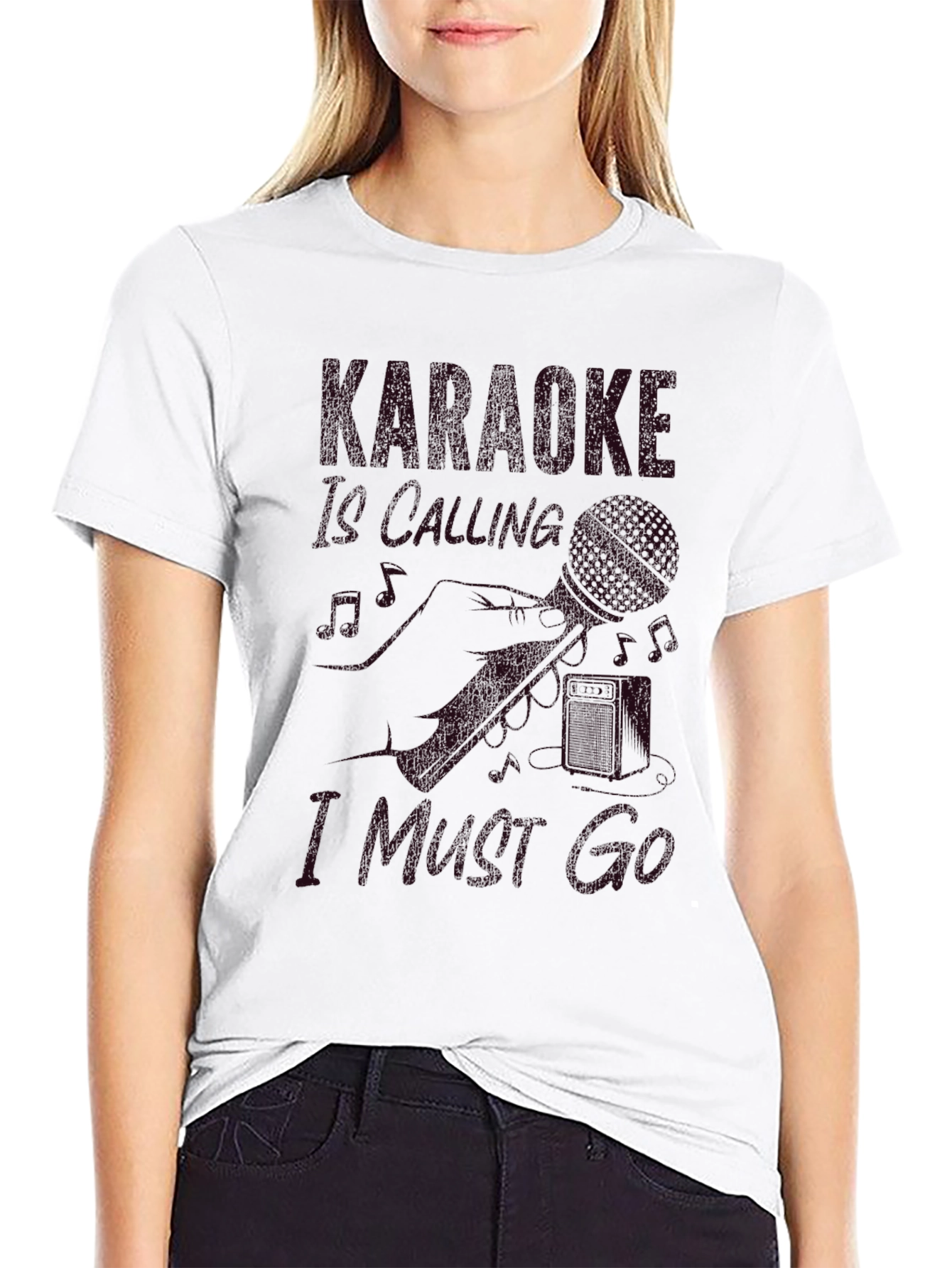 Karaoke Calling Mens Black T-Shirt