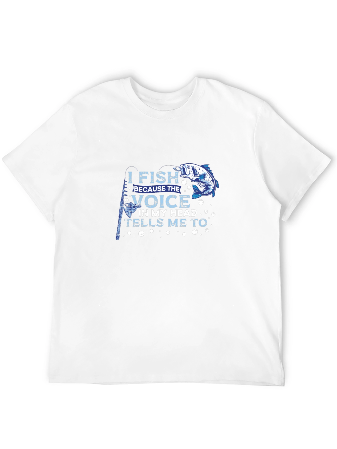 I Fish Because the Voice T-Shirt Black Cotton Tee