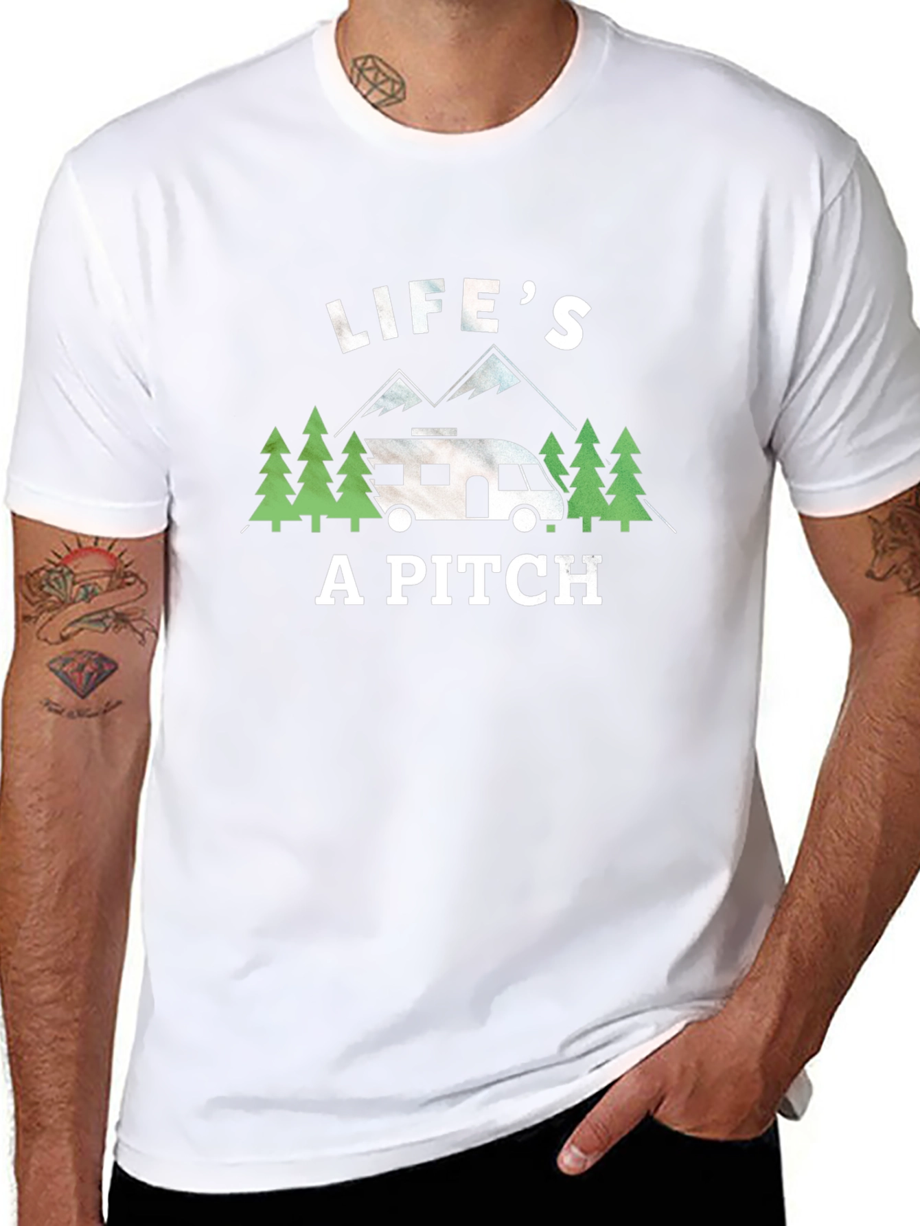 Lifes a Pitch Camping RV Graphic T-Shirt