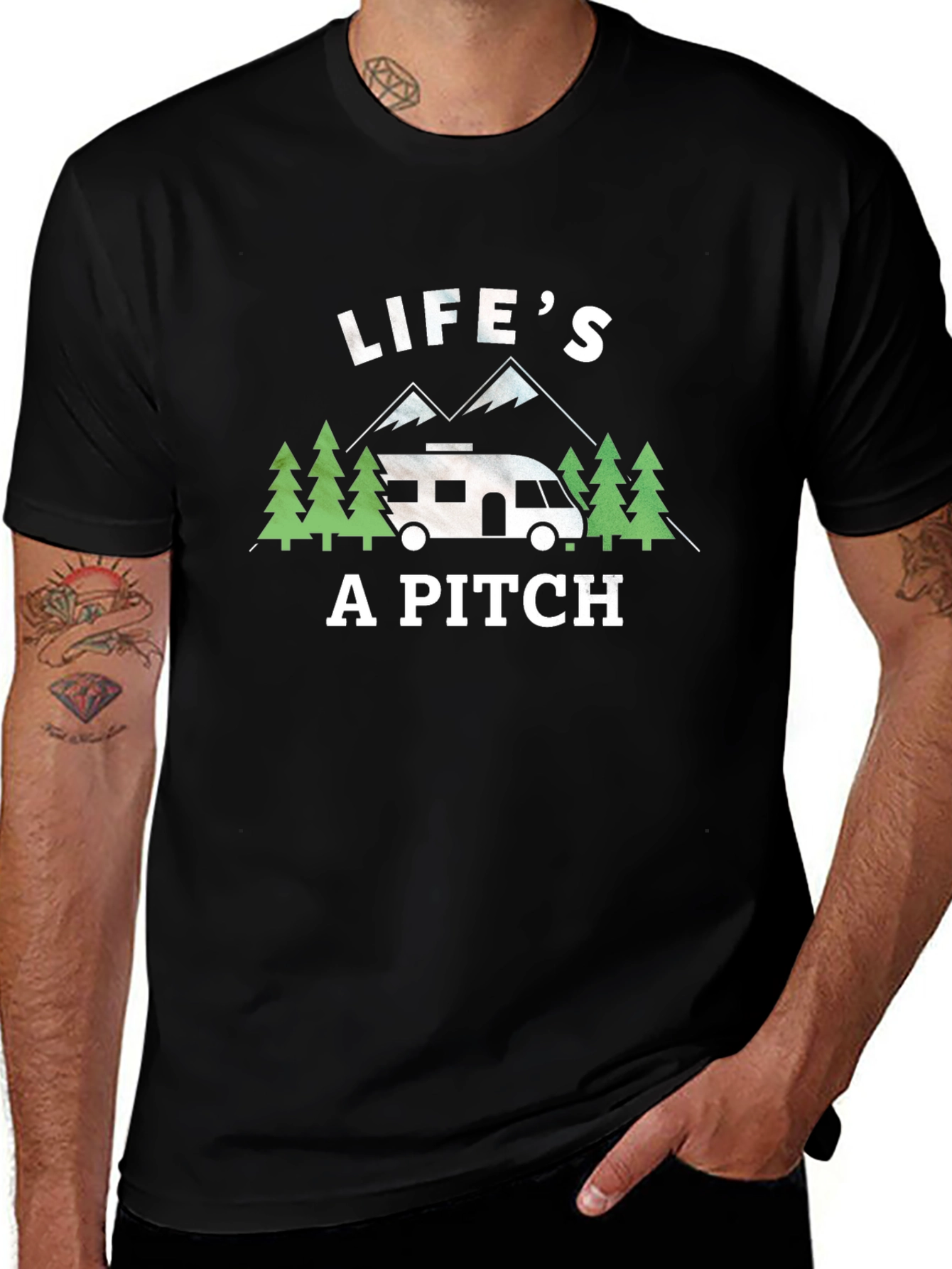 Lifes a Pitch Camping RV Graphic T-Shirt