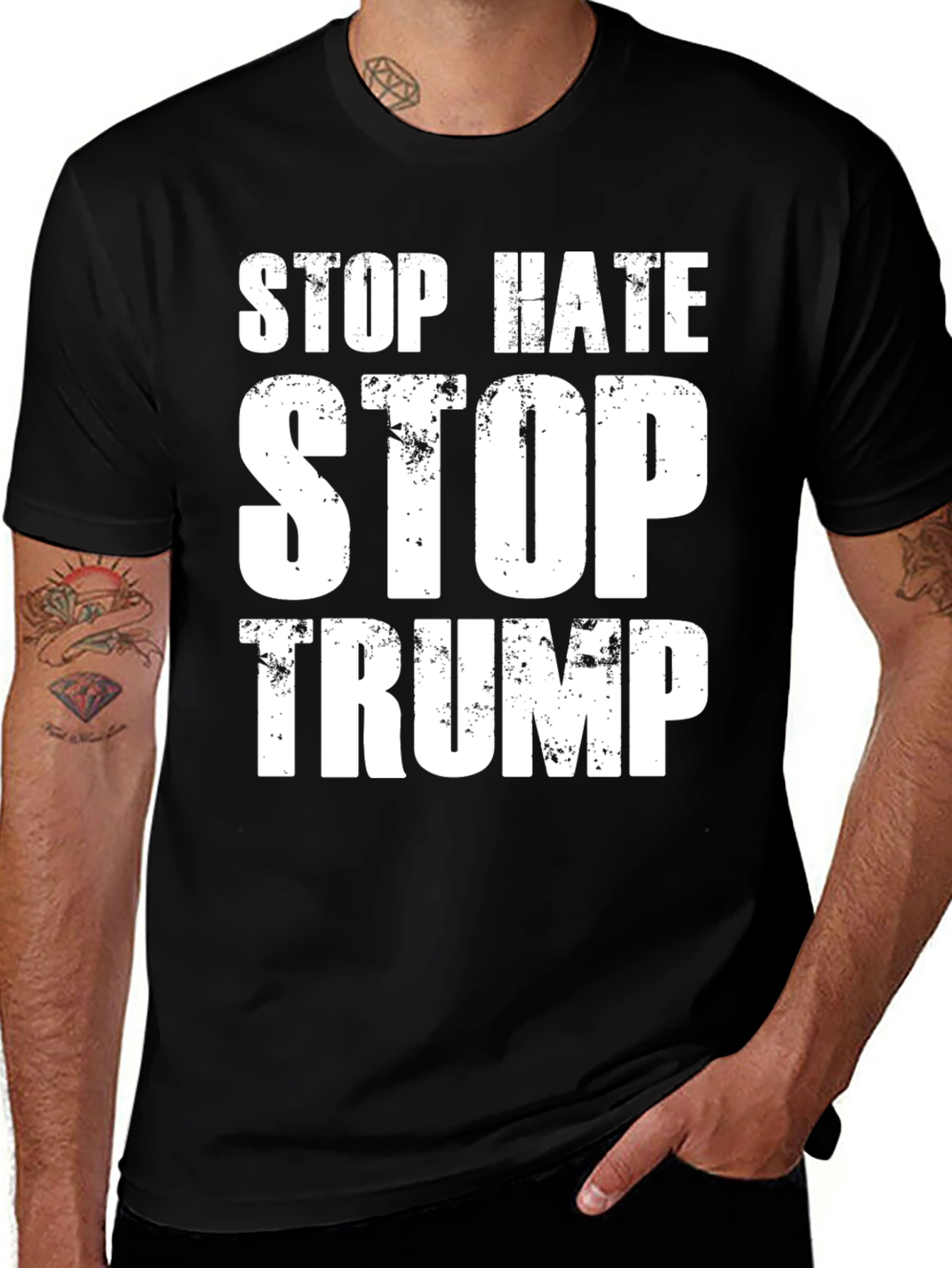 Stop Hate Stop Trump Black T-Shirt