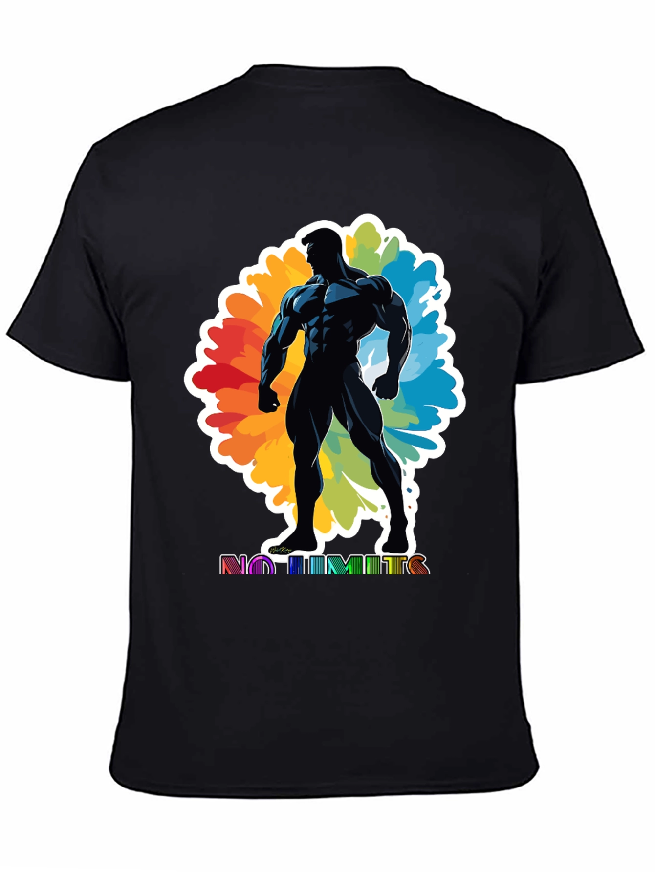 No Limits Graphic Tee: Black Muscle Man Design