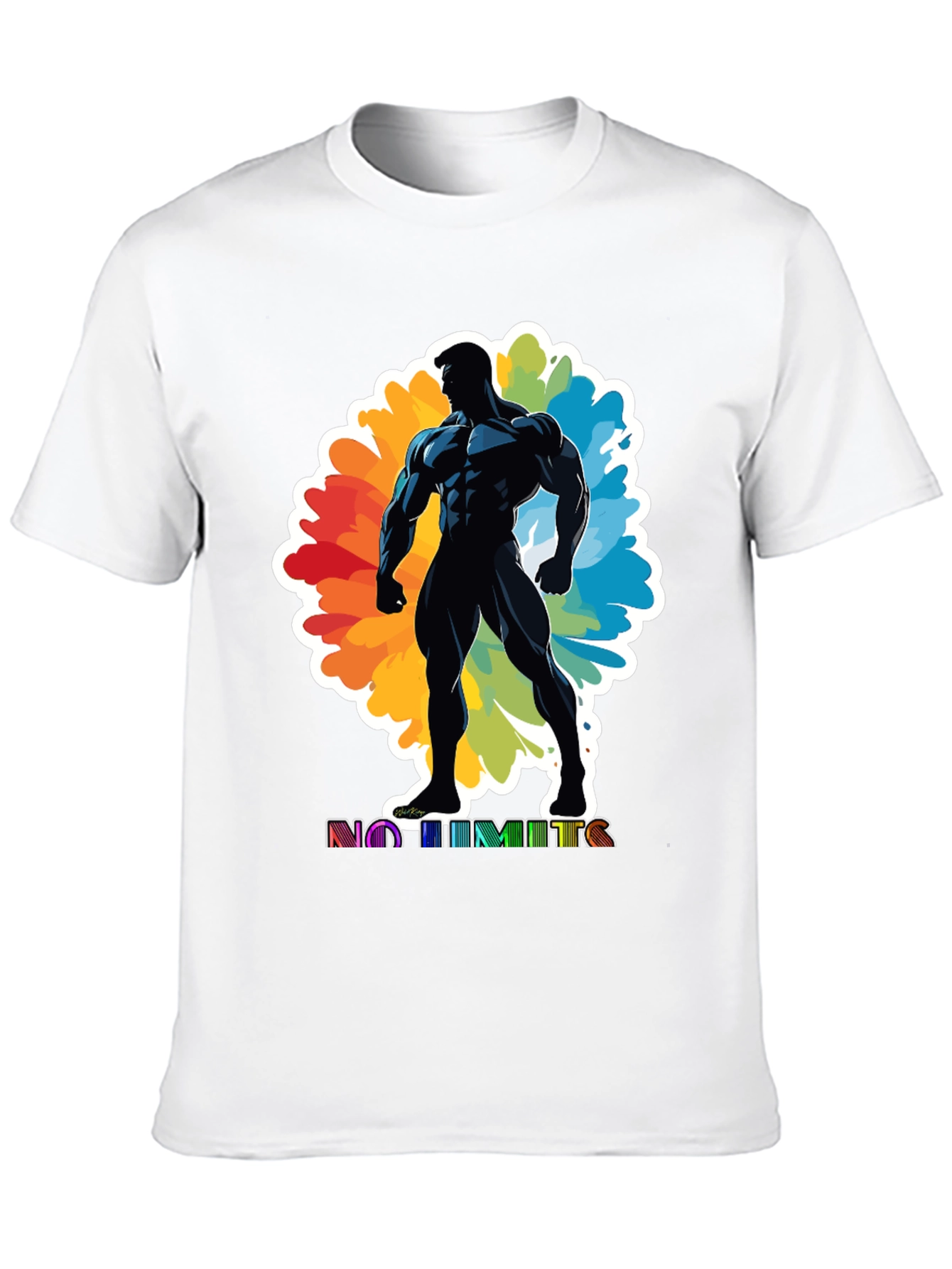 No Limits Graphic Tee: Black Muscle Man Design
