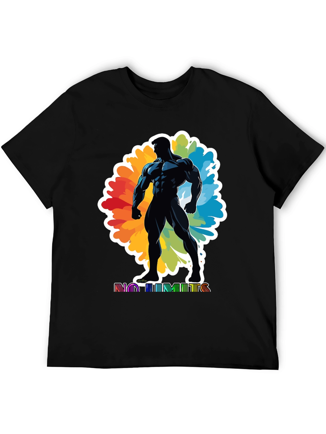 No Limits Graphic Tee: Black Muscle Man Design