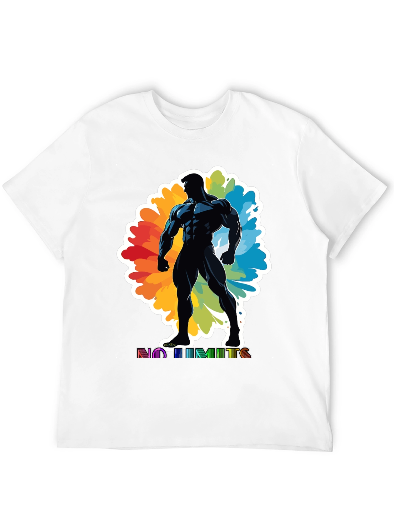 No Limits Graphic Tee: Black Muscle Man Design