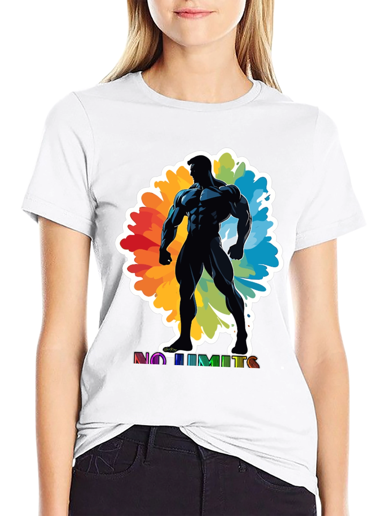 No Limits Graphic Tee: Black Muscle Man Design