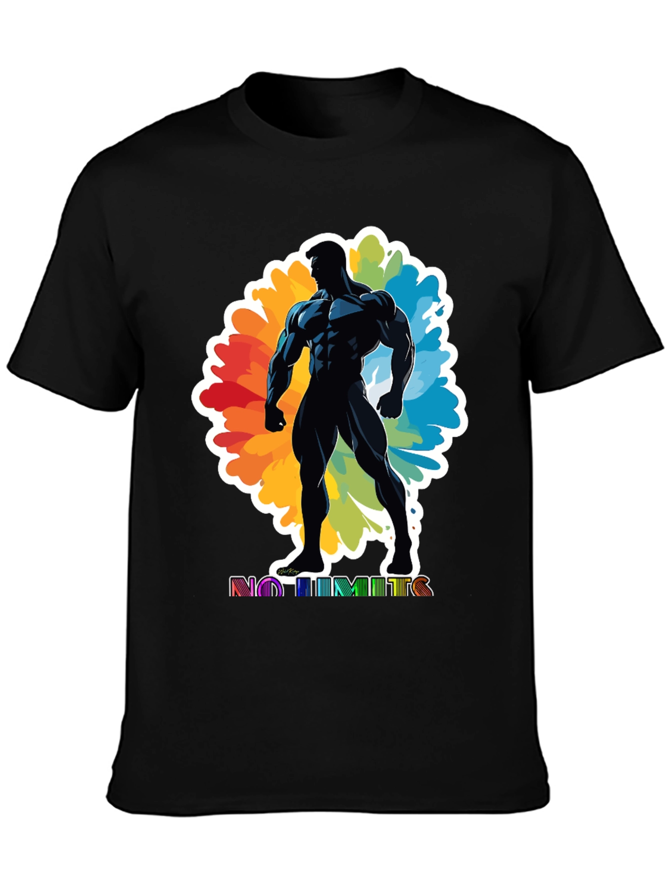 No Limits Graphic Tee: Black Muscle Man Design