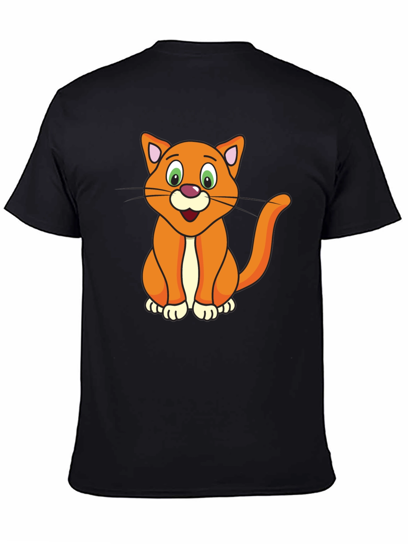 Cartoon Cat Graphic Black T-Shirt