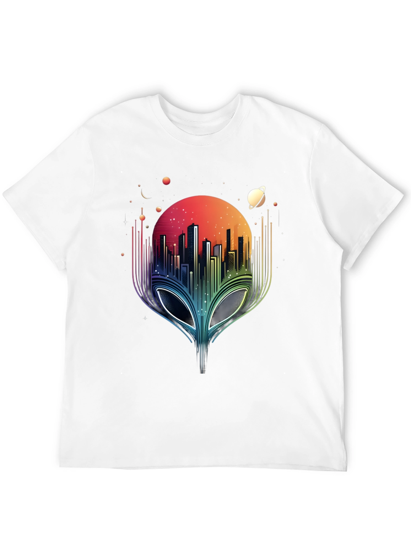 Alien Cityscape Graphic Tee - Black