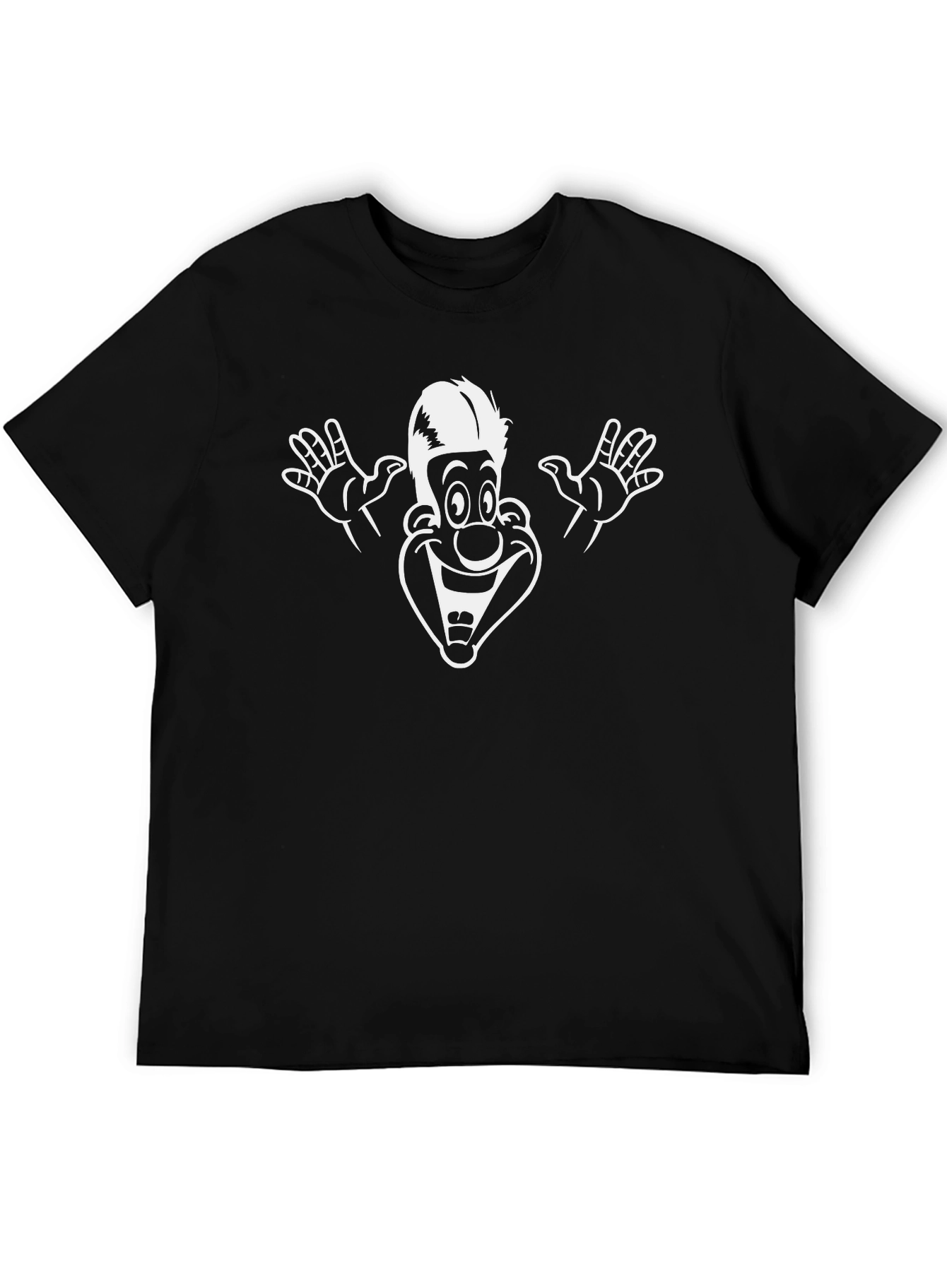 Funny Cartoon Graphic Tee - Black Cotton T-Shirt