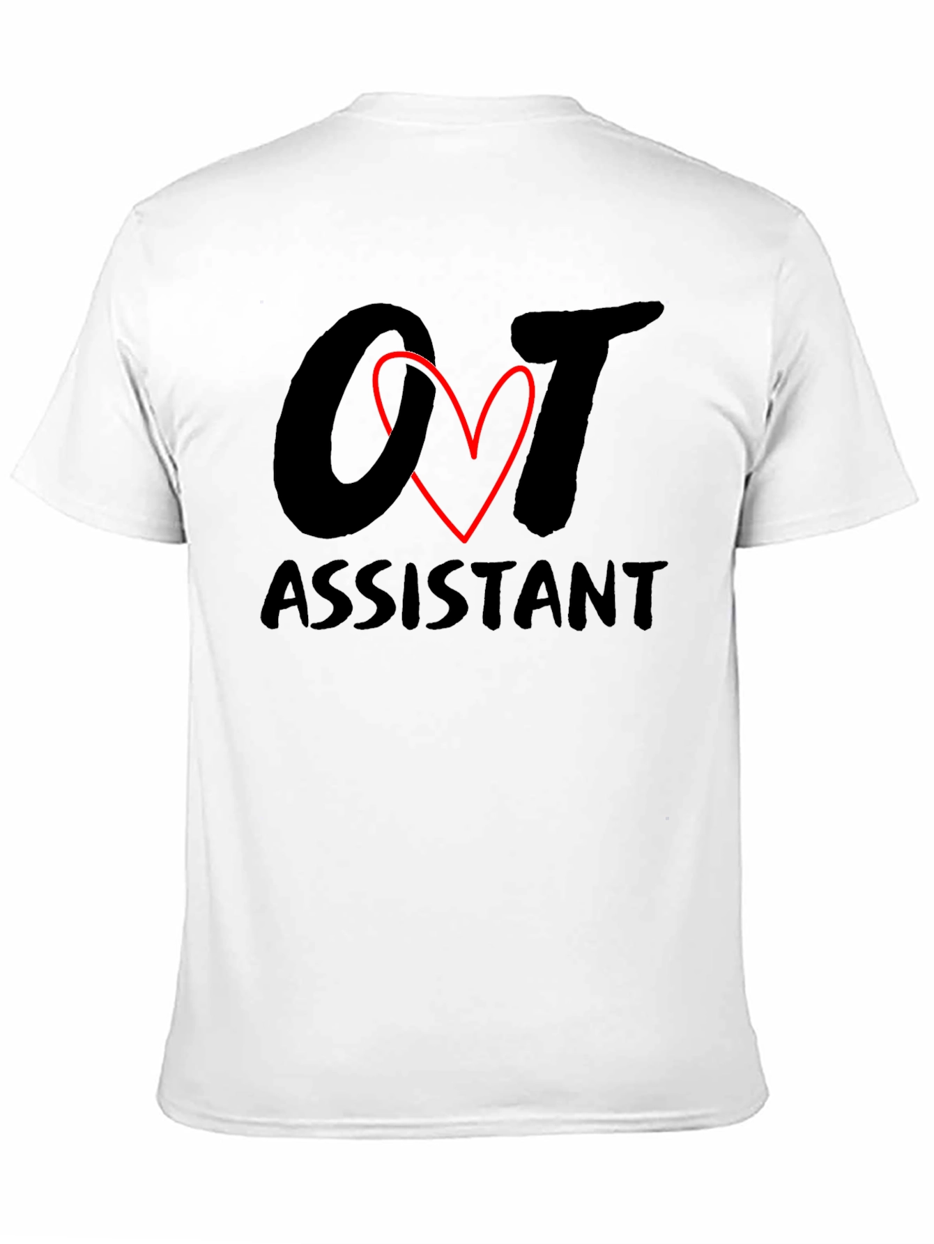 OT Assistant Black T-Shirt with Heart Graphic