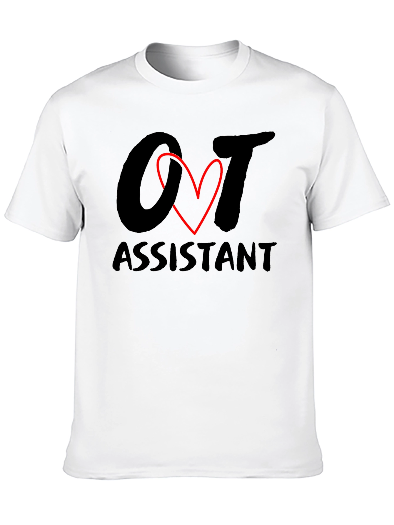 OT Assistant Black T-Shirt with Heart Graphic