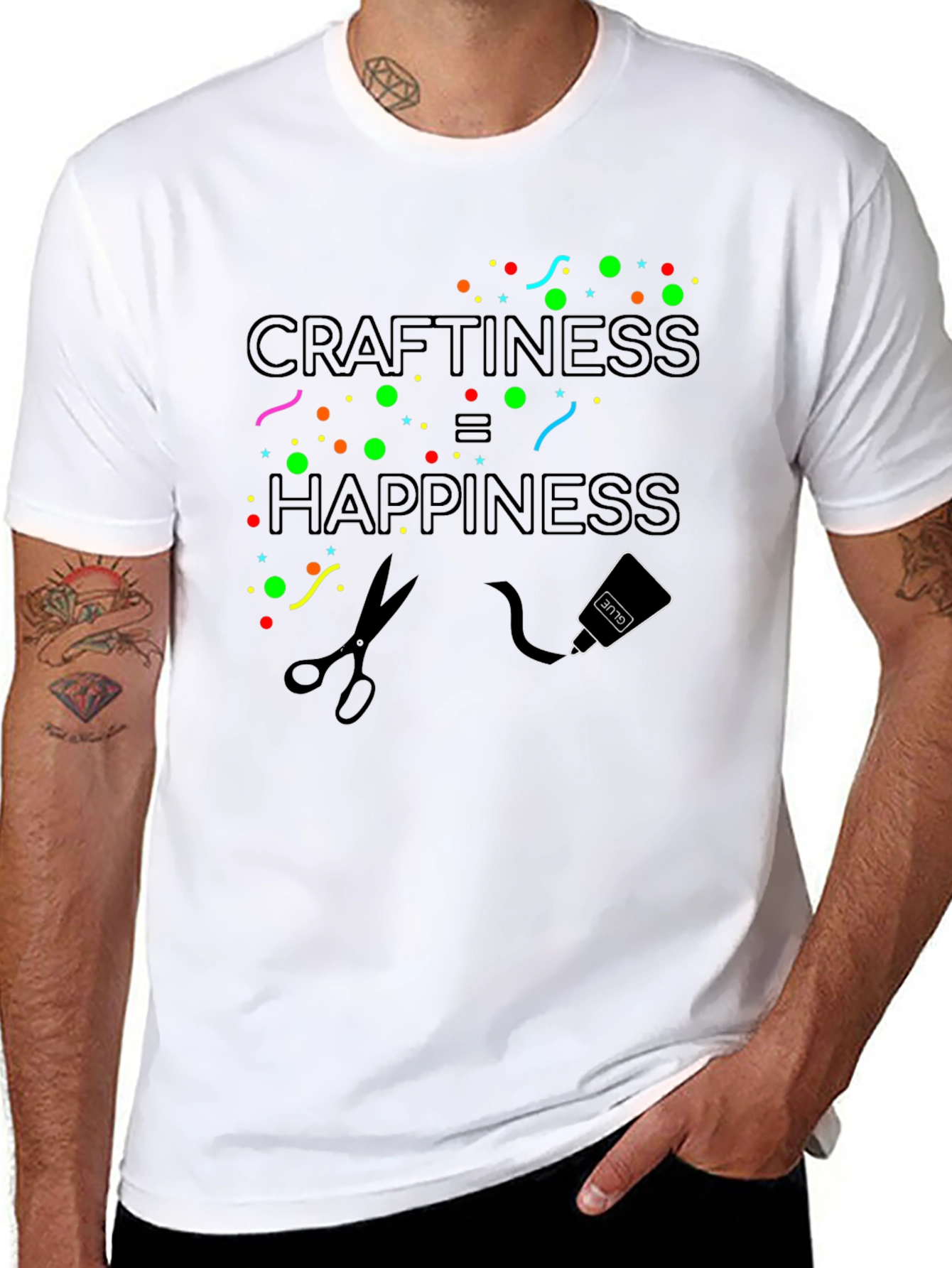 Craftiness Equals Happiness Black Graphic Tee Shirt
