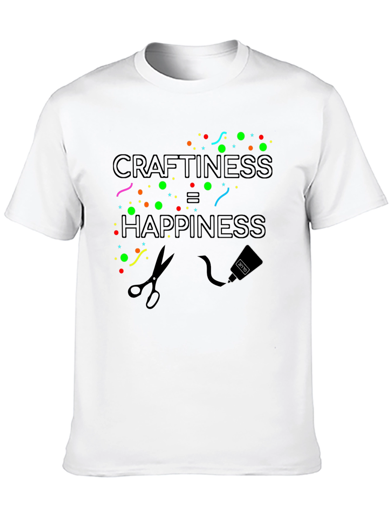 Craftiness Equals Happiness Black Graphic Tee Shirt