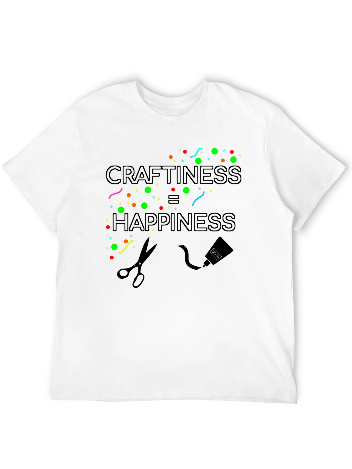 Craftiness Equals Happiness Black Graphic Tee Shirt