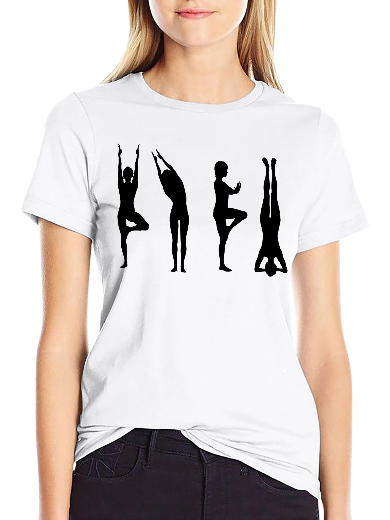 Yoga Pose Silhouette Black T-Shirt