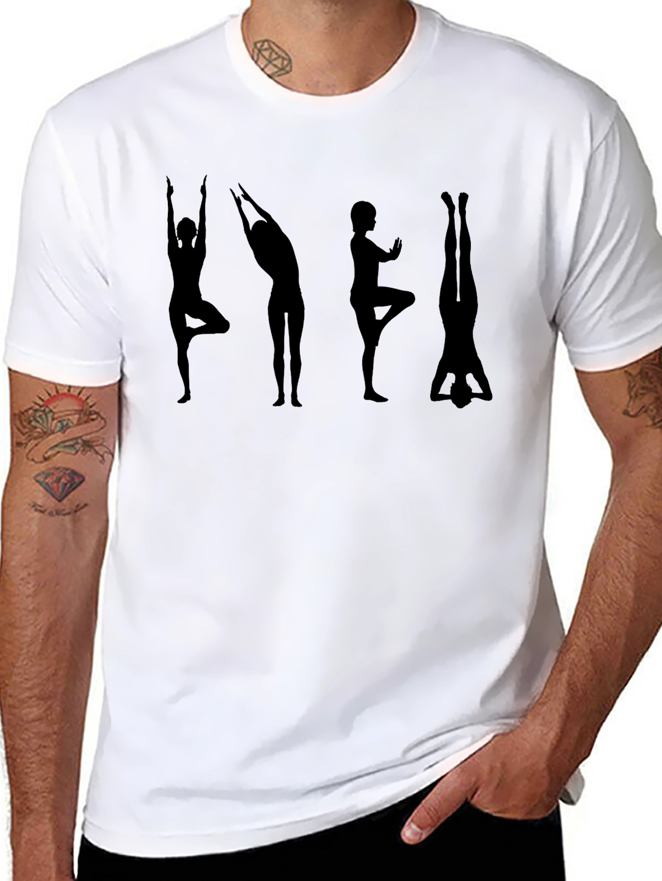Yoga Pose Silhouette Black T-Shirt