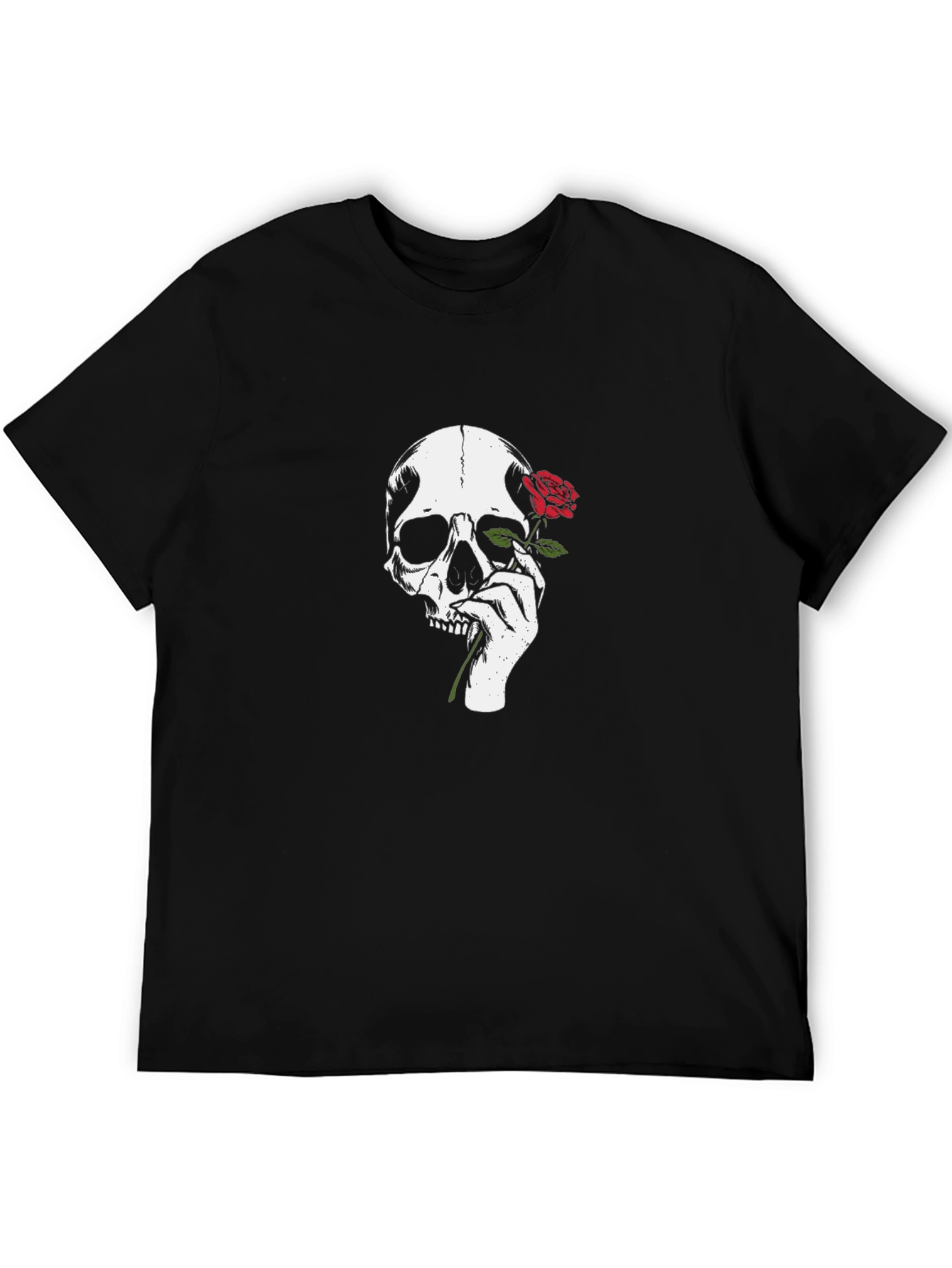 Skull & Rose Graphic Tee - Stylish Black T-Shirt
