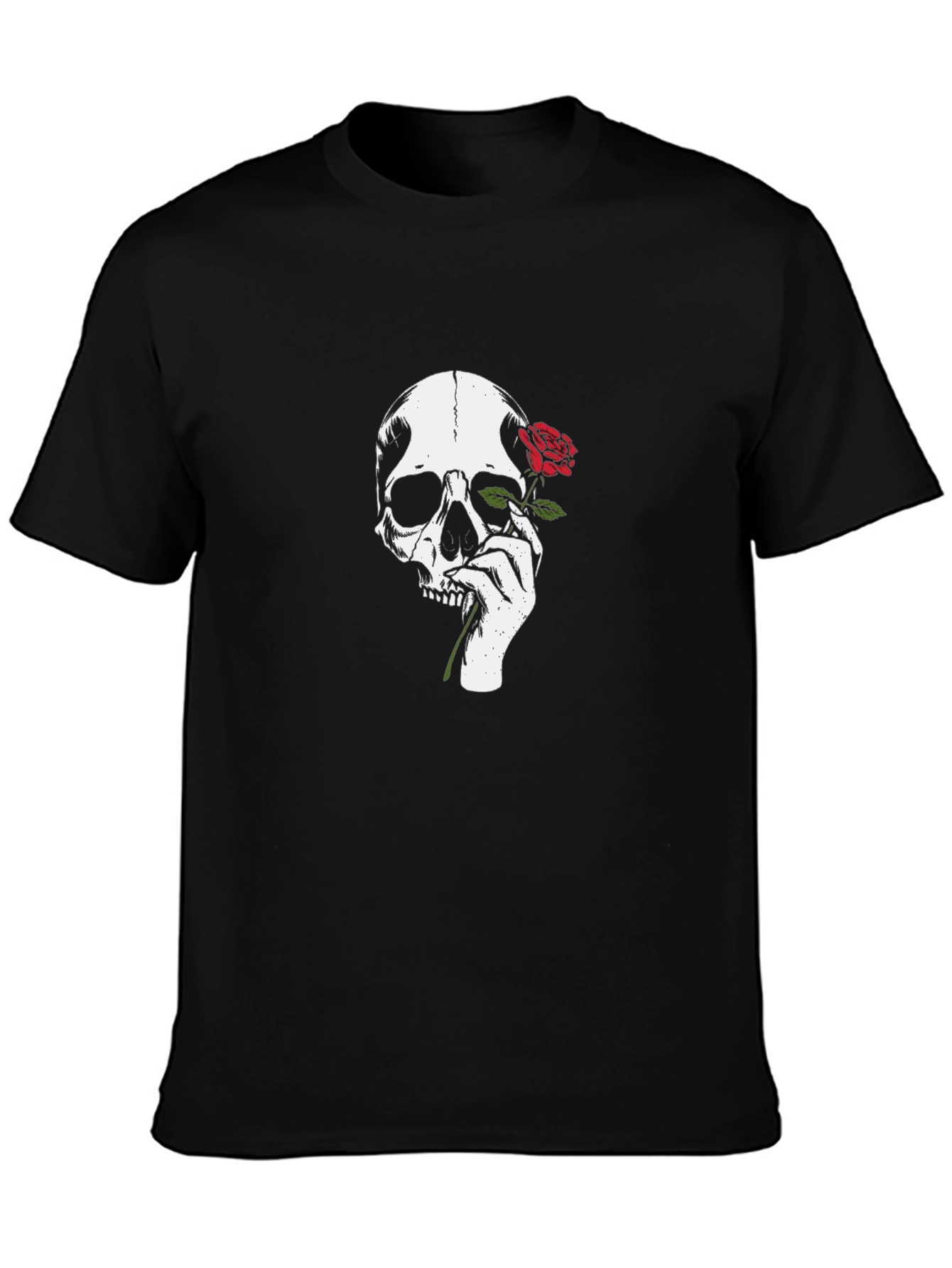 Skull & Rose Graphic Tee - Stylish Black T-Shirt