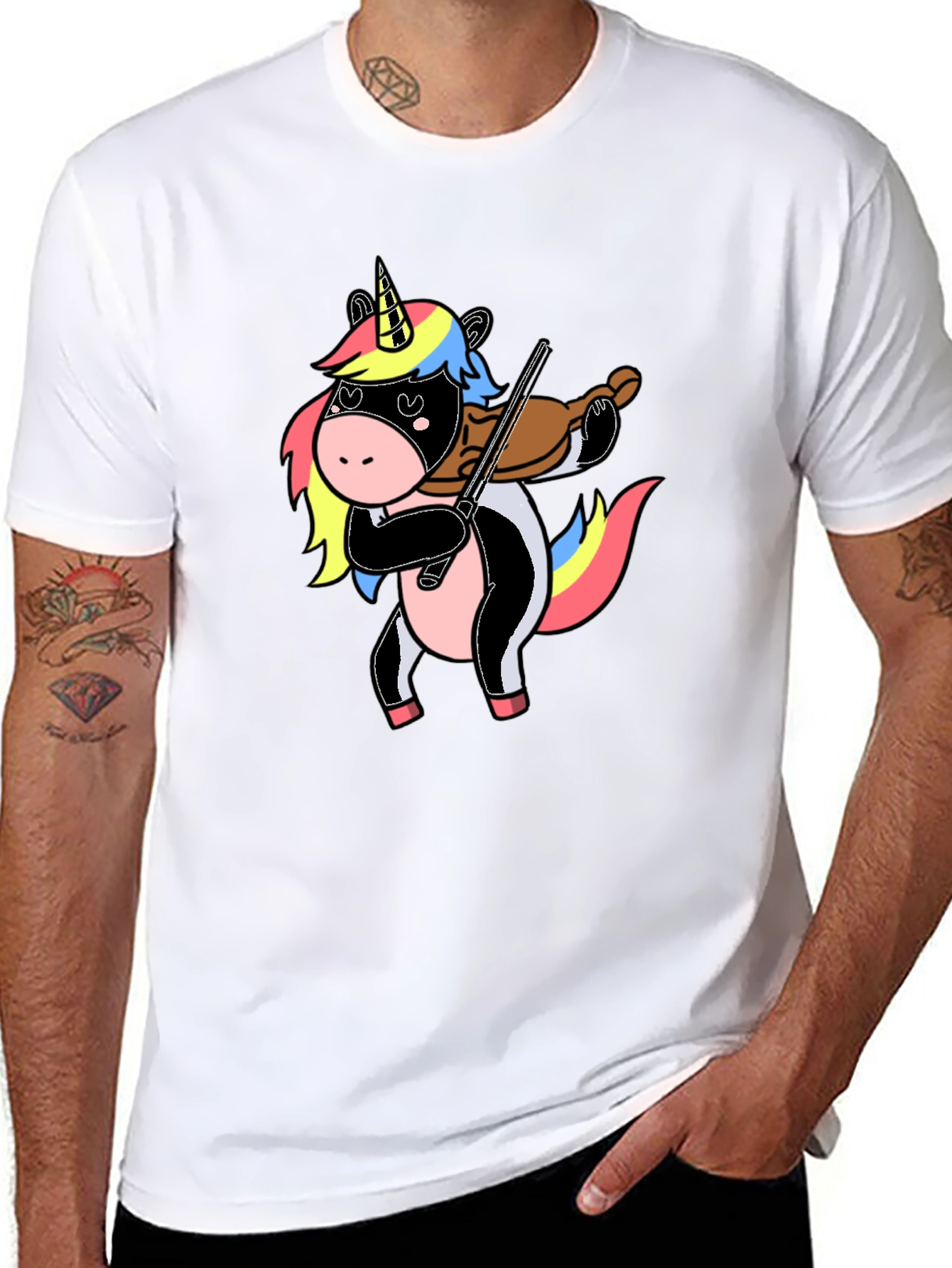 Unicorn Violin Player Graphic T-Shirt
