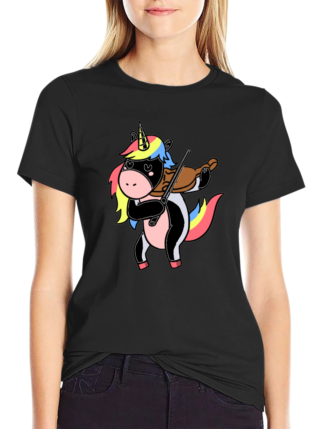 Unicorn Violin Player Graphic T-Shirt