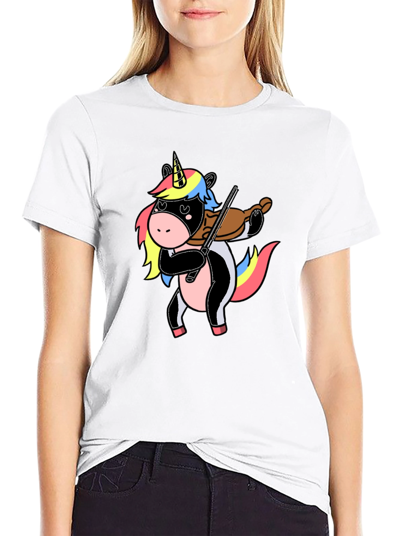 Unicorn Violin Player Graphic T-Shirt