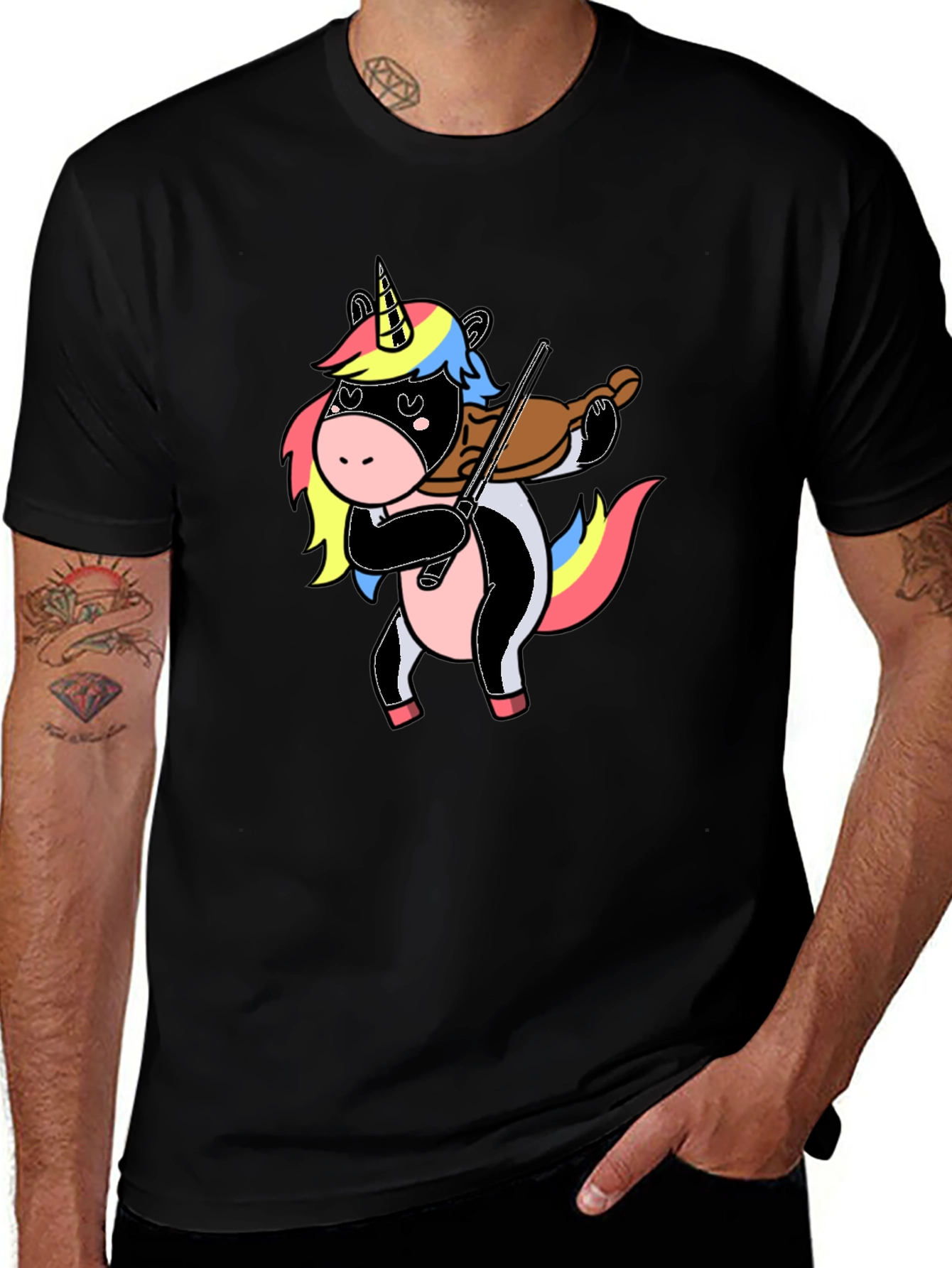 Unicorn Violin Player Graphic T-Shirt