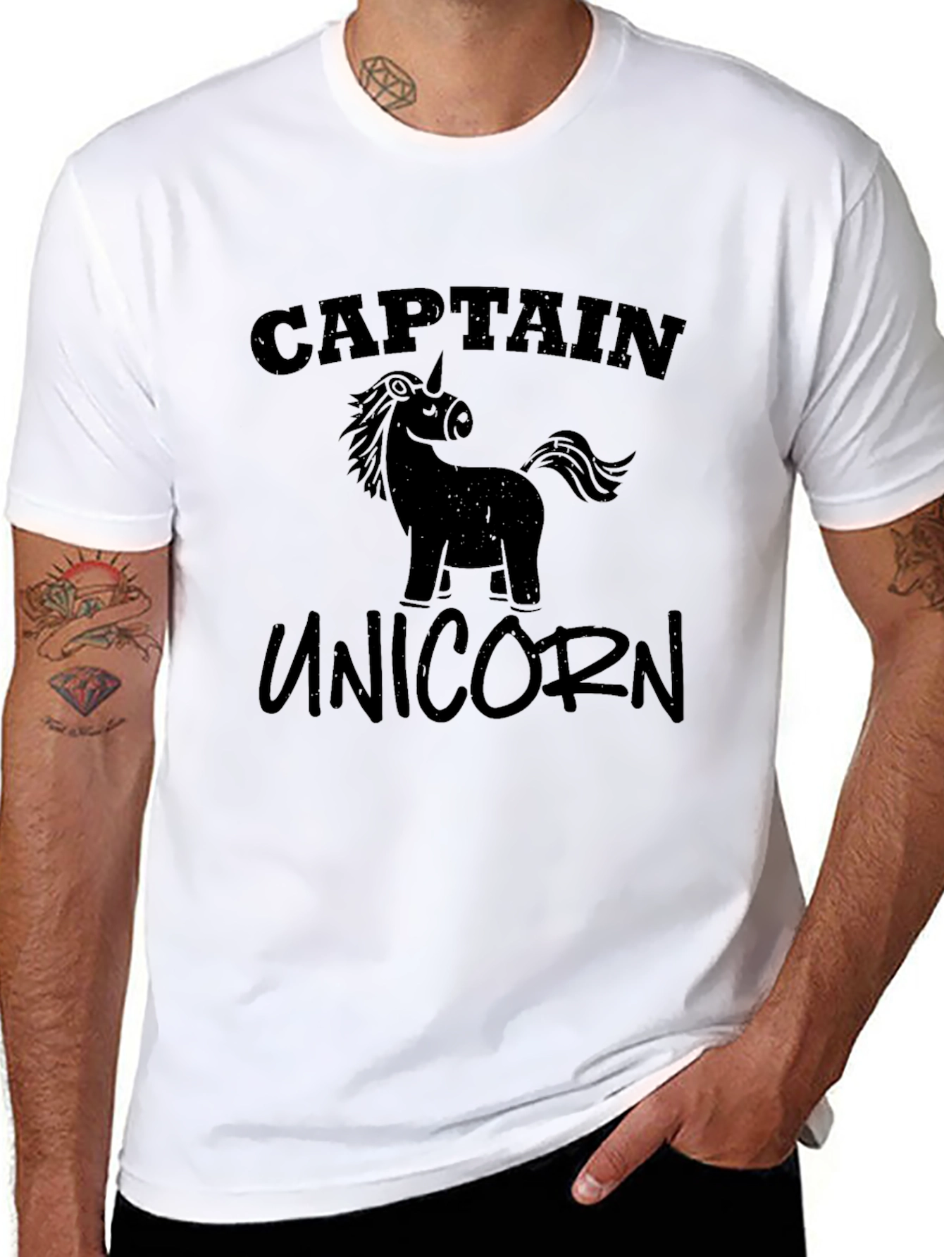 Captain Unicorn Black T-Shirt