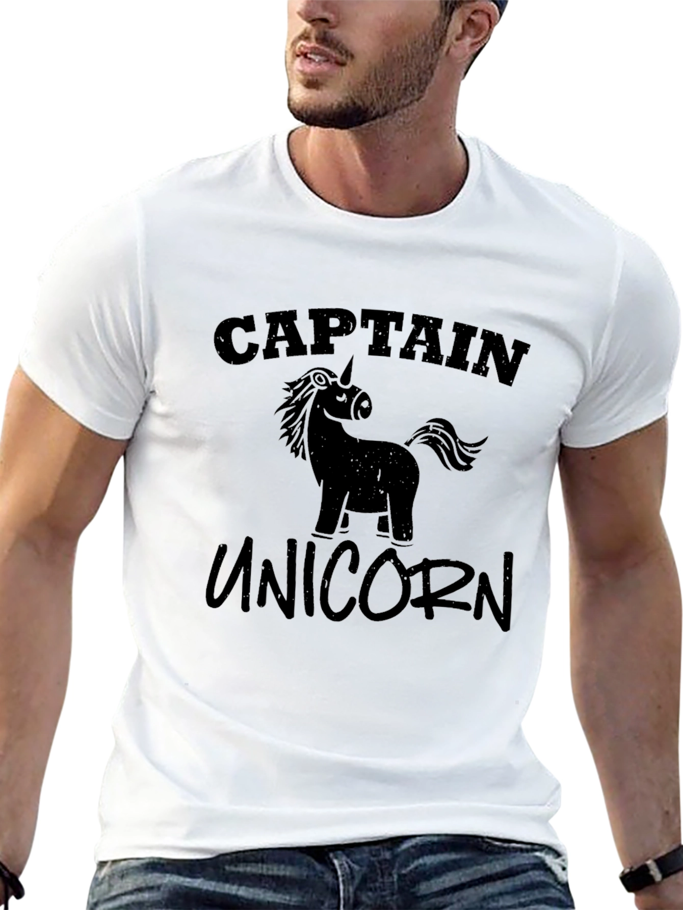 Captain Unicorn Black T-Shirt