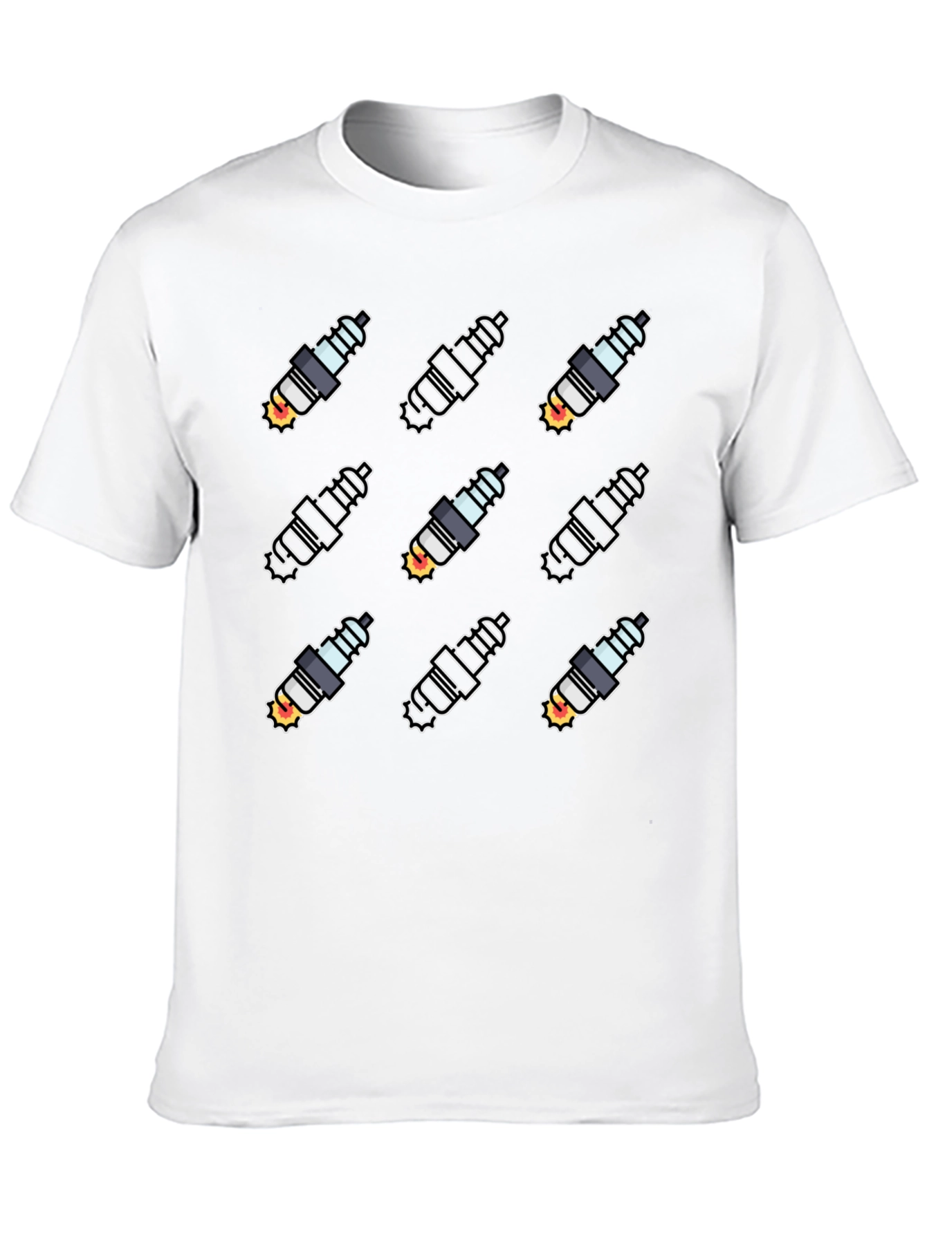 Spark Plug Pattern Black T-Shirt