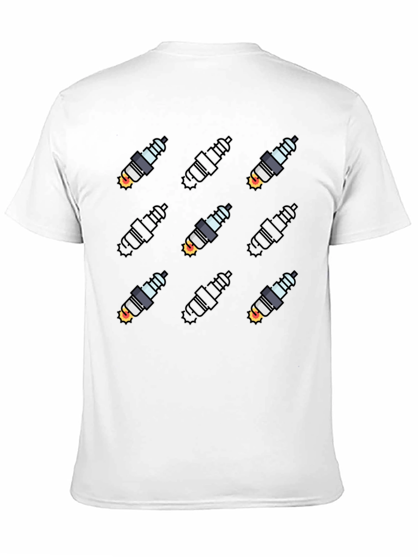 Spark Plug Pattern Black T-Shirt