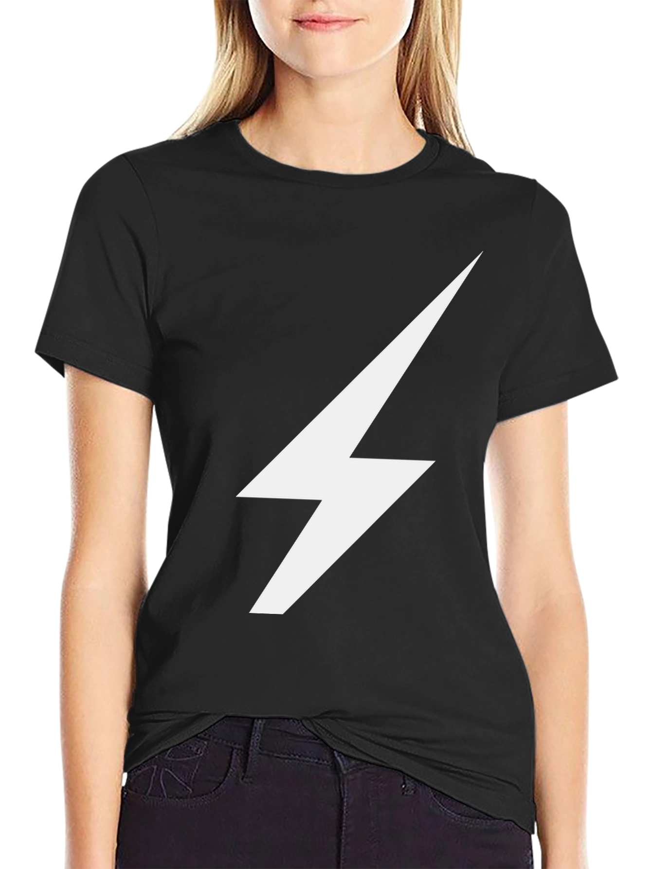 Lightning Bolt Graphic Tee - Sleek Black Cotton T-Shirt