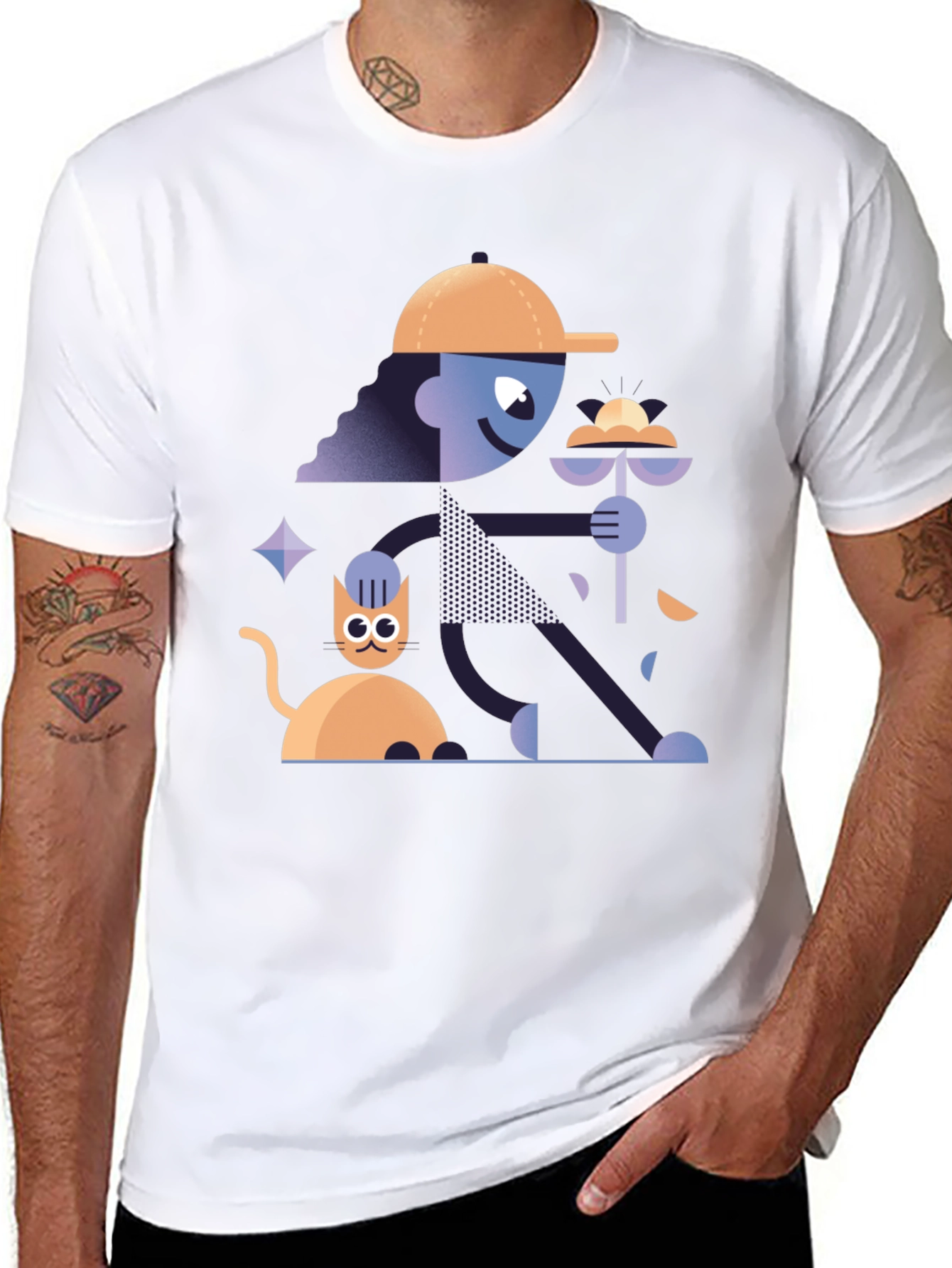 Funky Graphic Tee - Cat & Figure