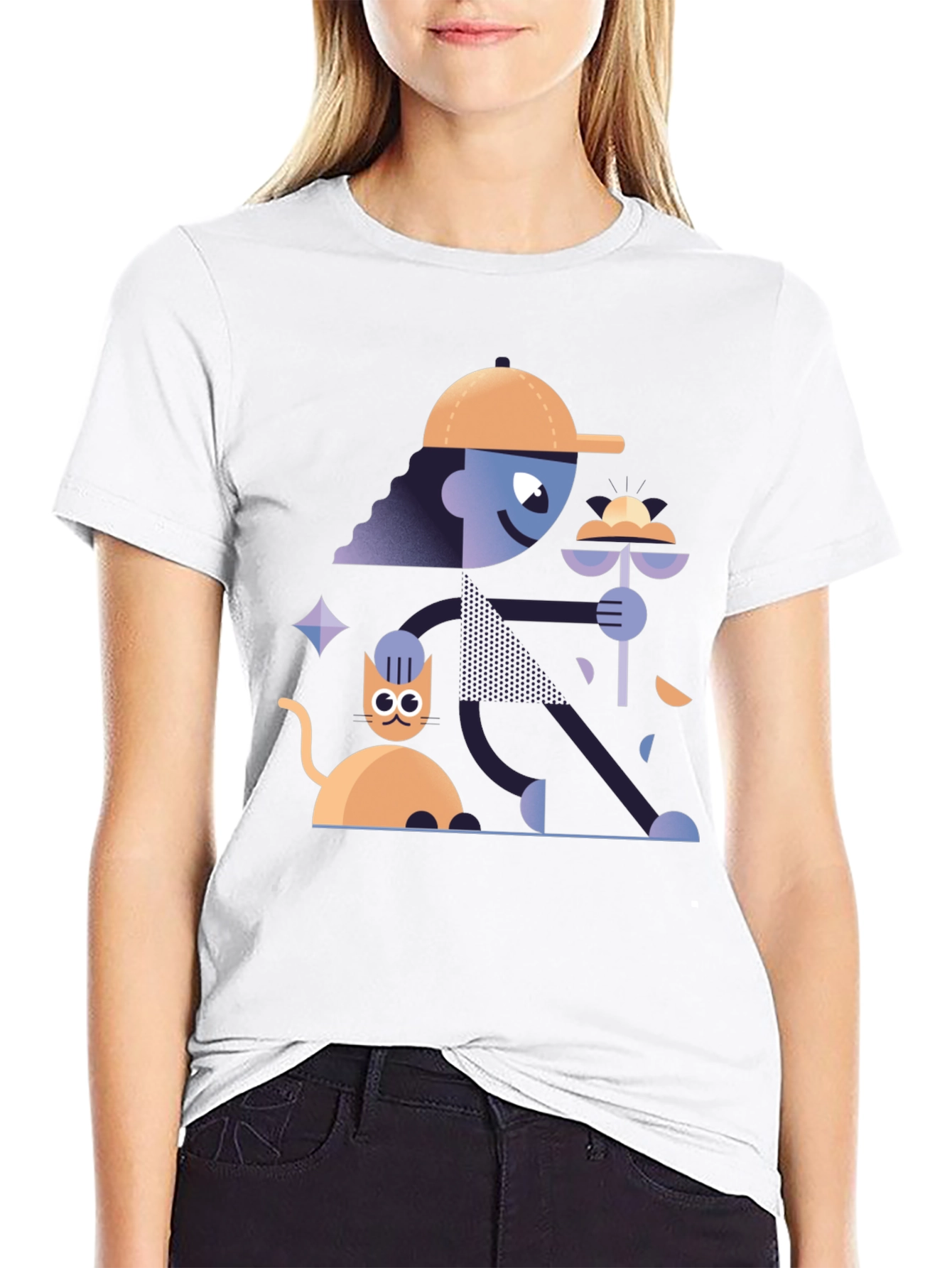 Funky Graphic Tee - Cat & Figure
