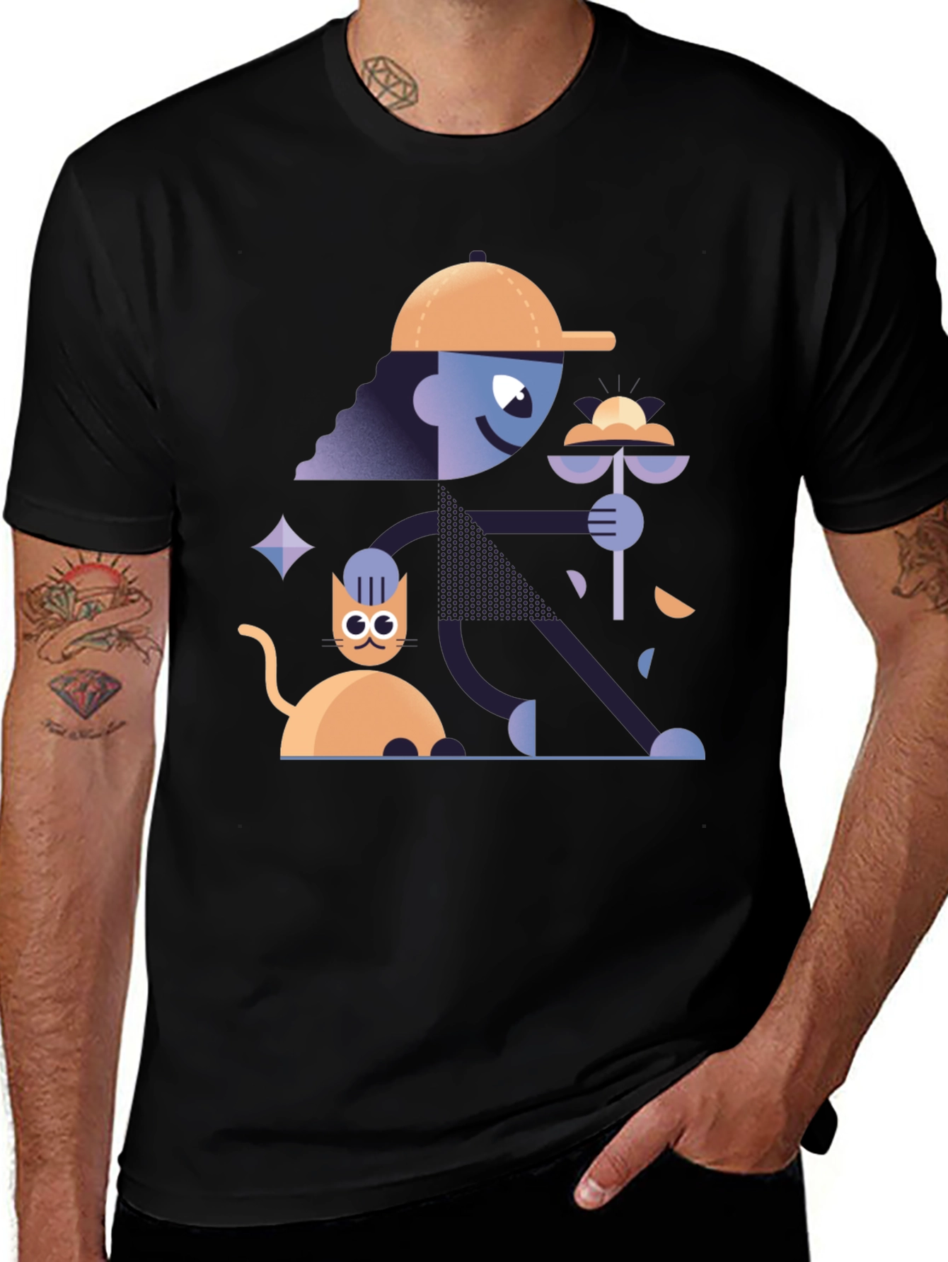 Funky Graphic Tee - Cat & Figure