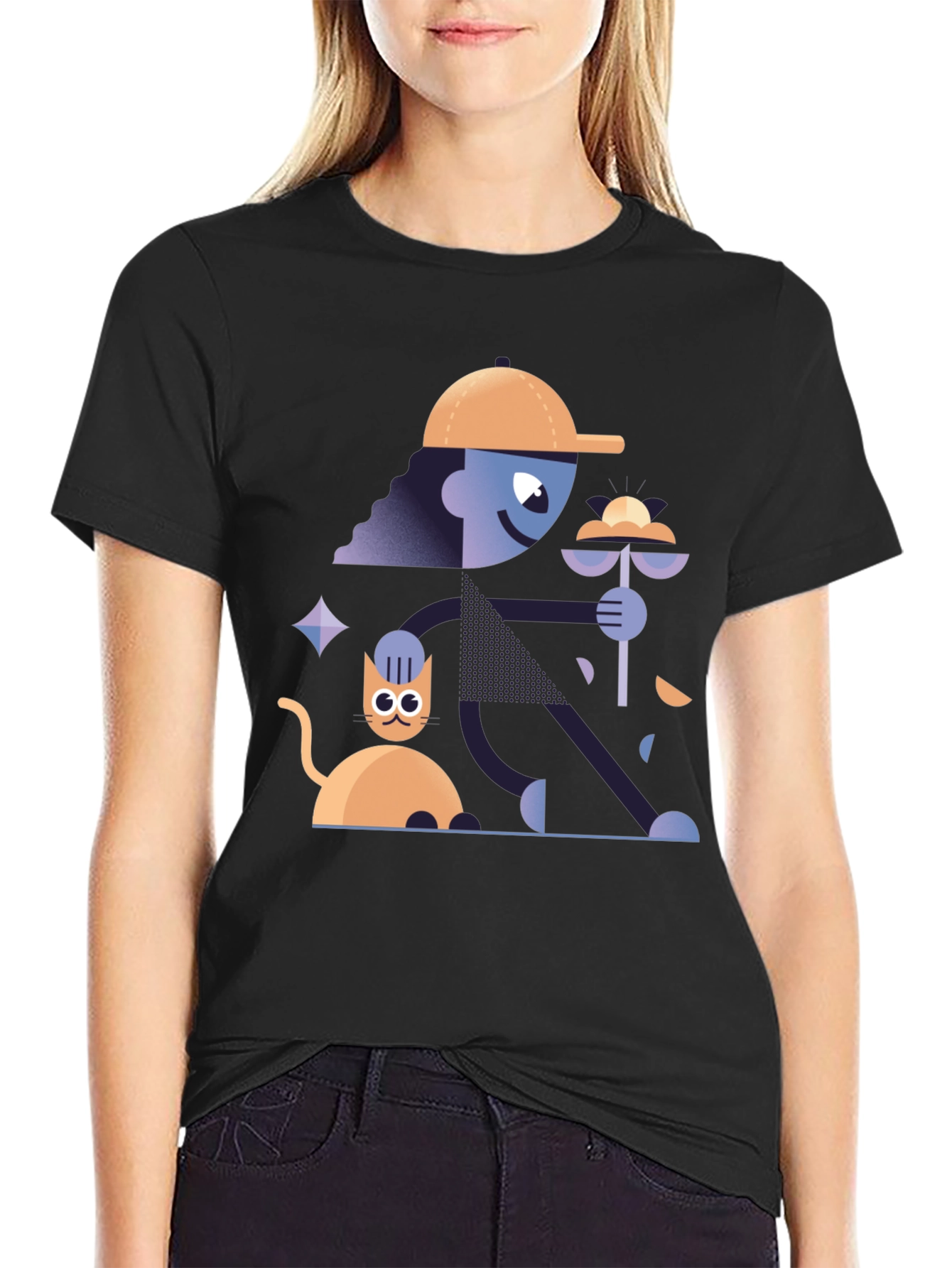 Funky Graphic Tee - Cat & Figure