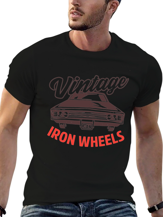 Vintage Iron Wheels Graphic Tee - Classic Car T-Shirt