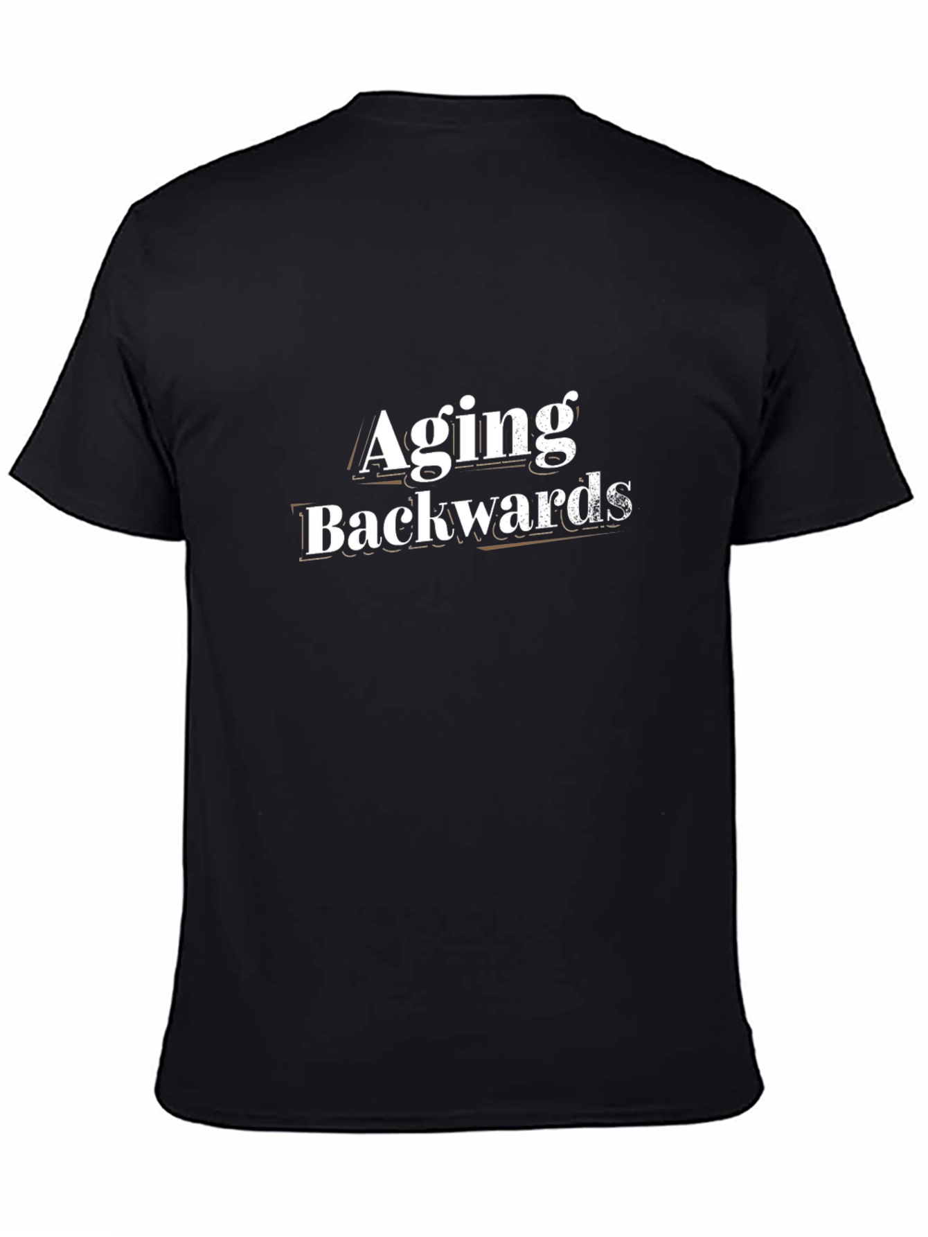 Aging Backwards Graphic Tee - Black Cotton Casual T-Shirt