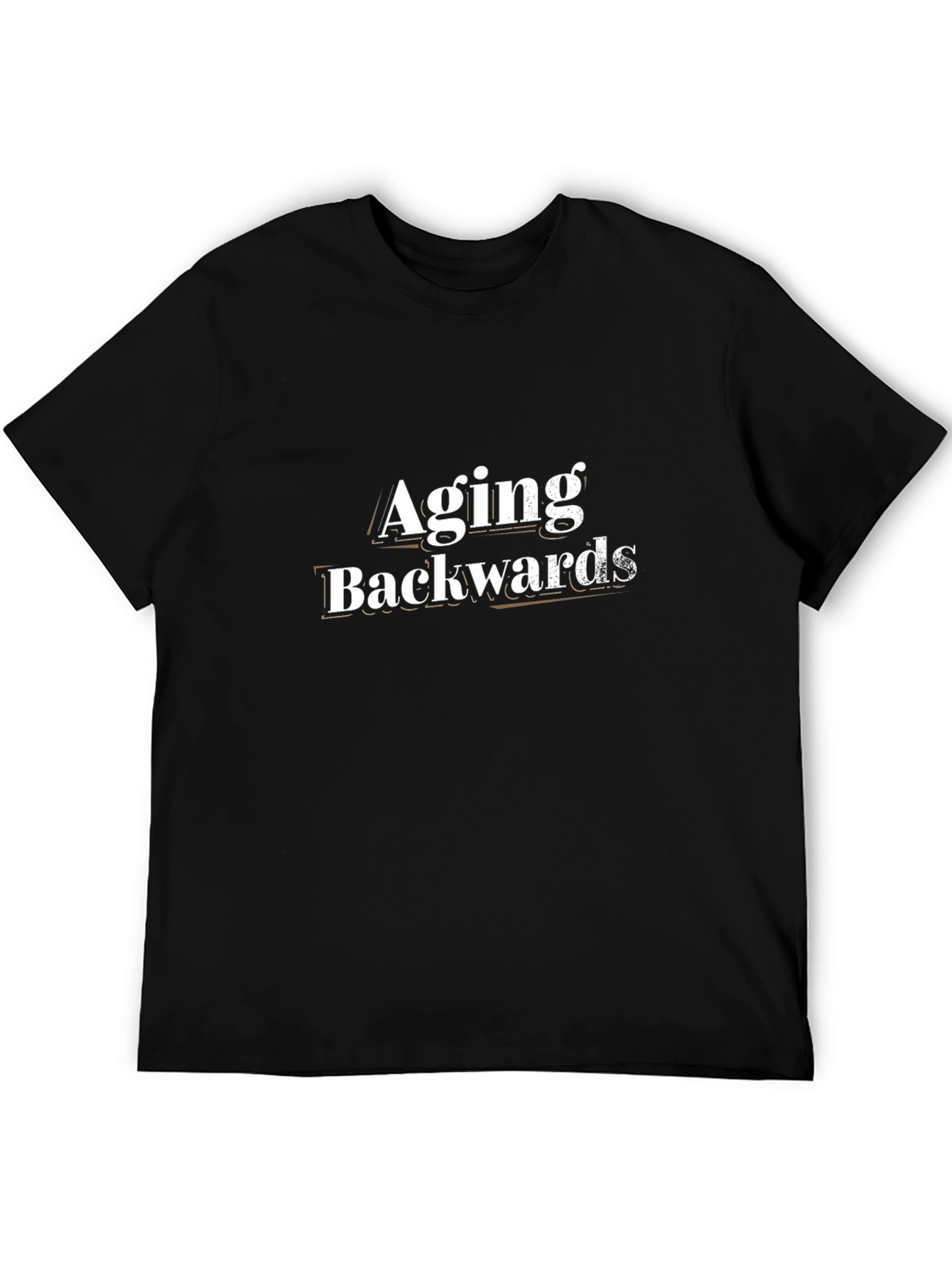 Aging Backwards Graphic Tee - Black Cotton Casual T-Shirt