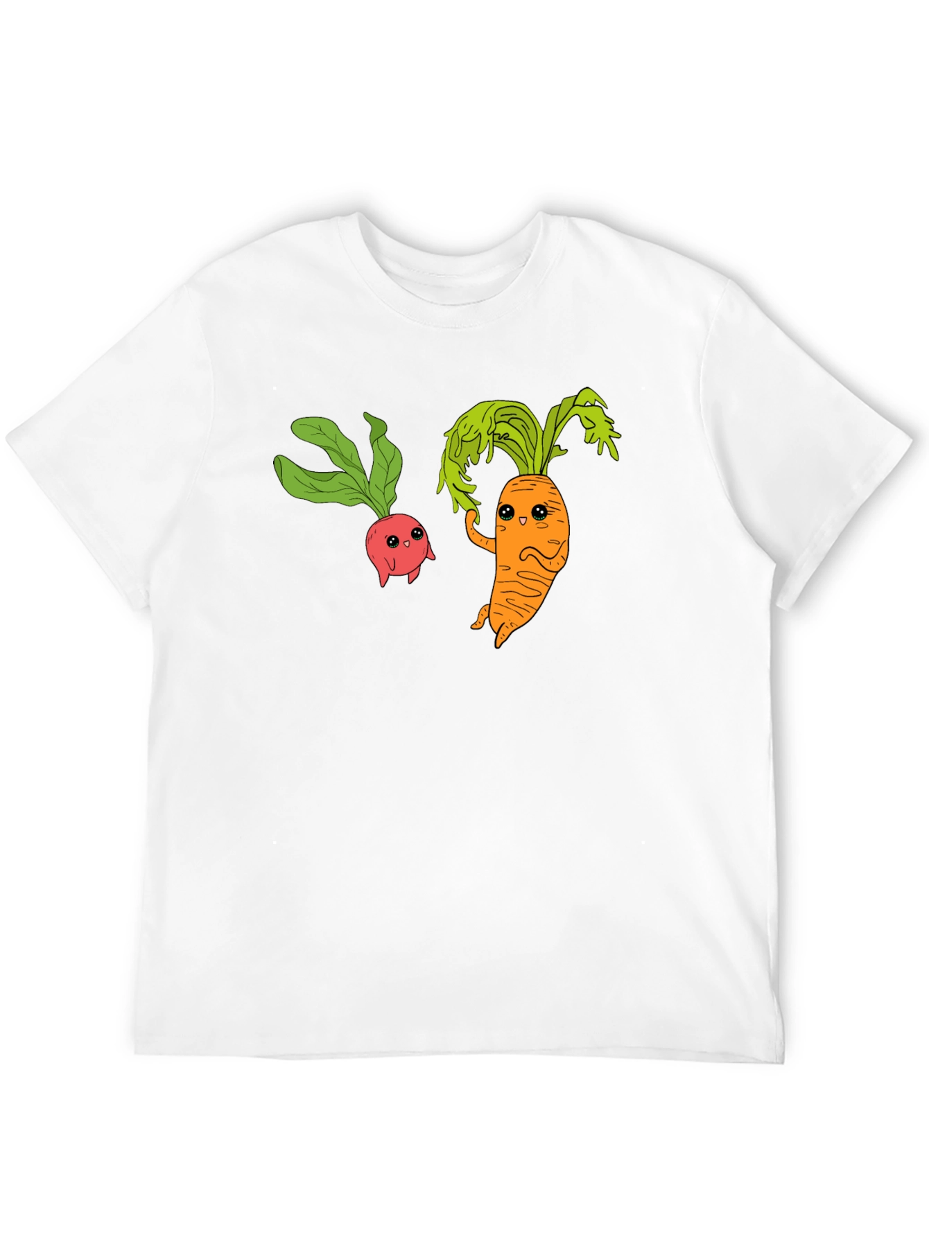 Cartoon Veggie T-Shirt: Radish & Carrot Friends