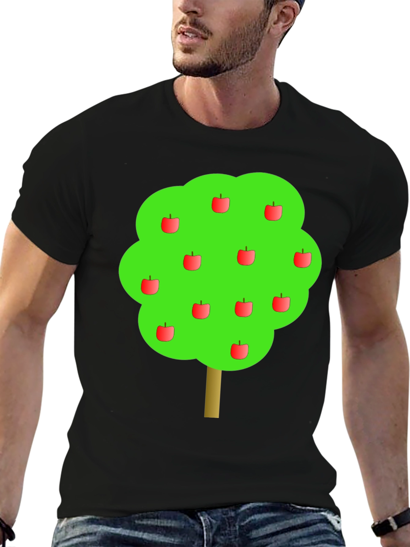 Apple Tree Graphic Print Black T-Shirt