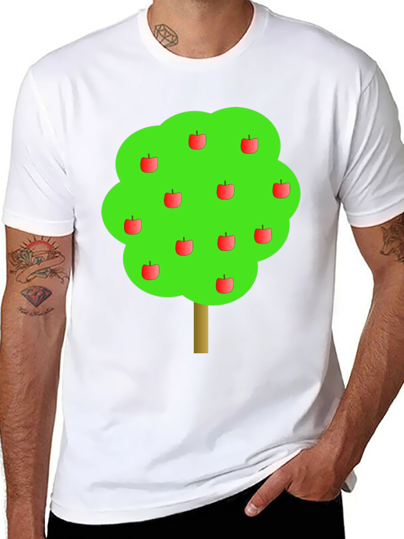 Apple Tree Graphic Print Black T-Shirt