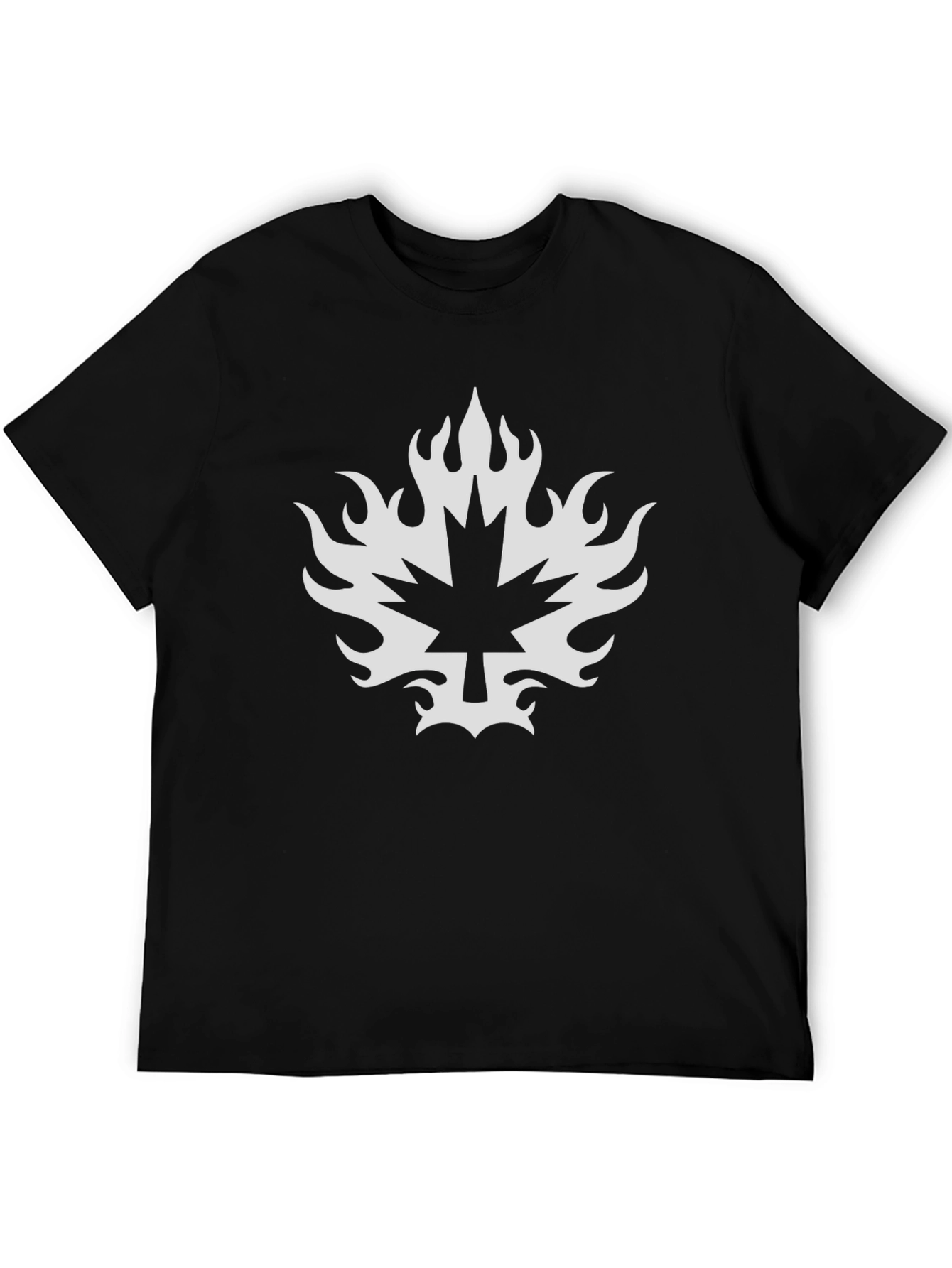 Maple Leaf Fire Graphic T-Shirt - Bold Black Tee