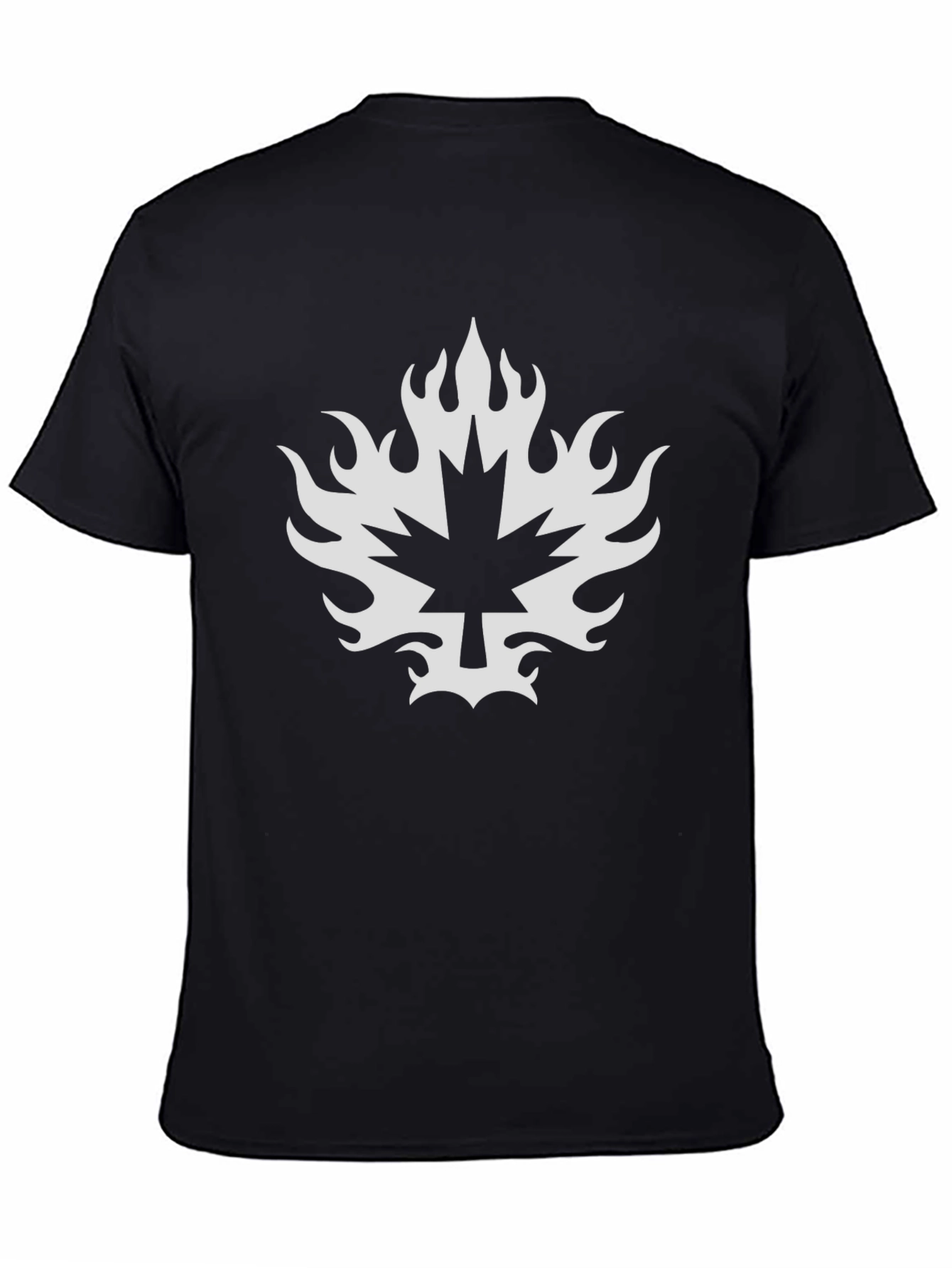 Maple Leaf Fire Graphic T-Shirt - Bold Black Tee