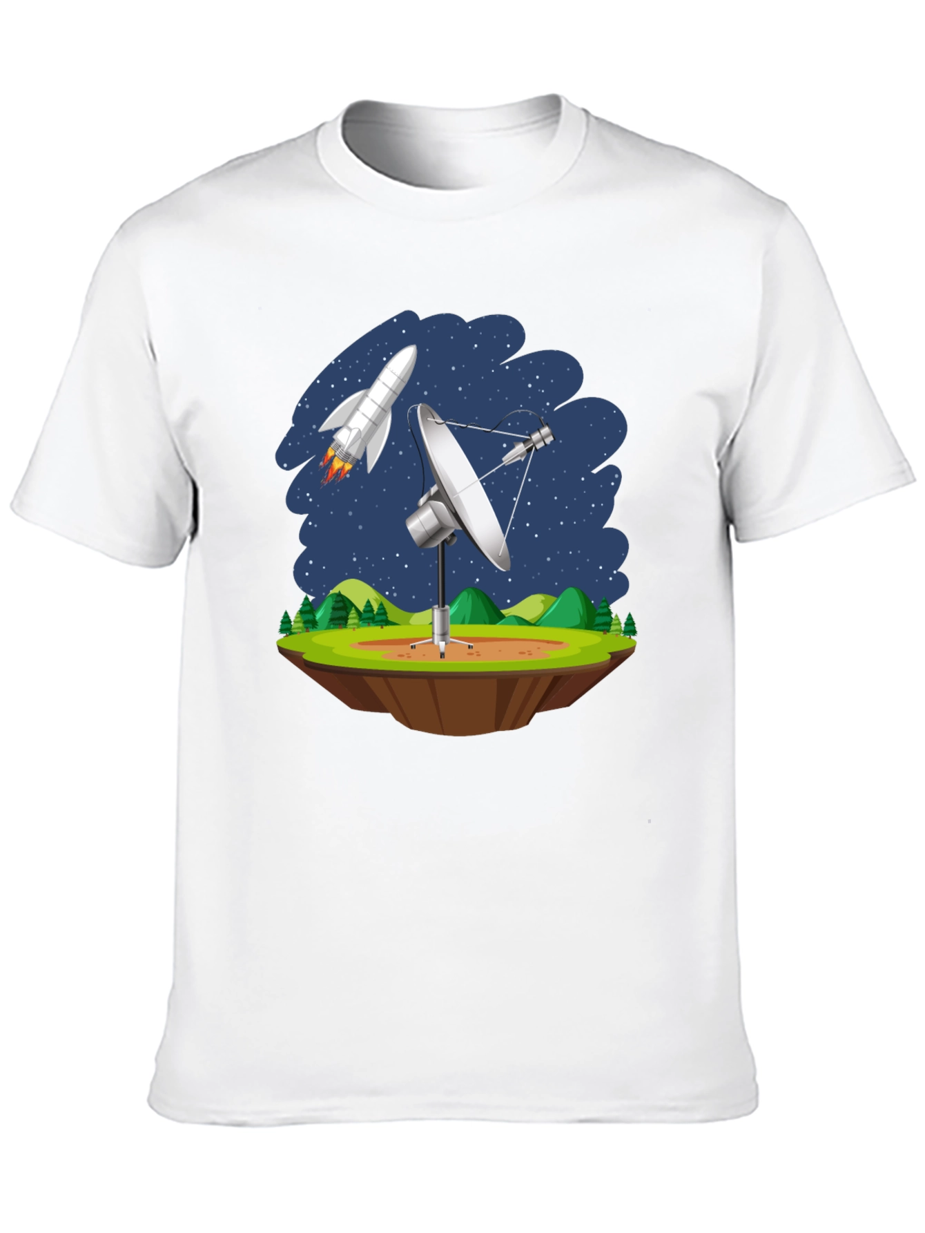 Space Station T-Shirt - Rocket & Satellite Design