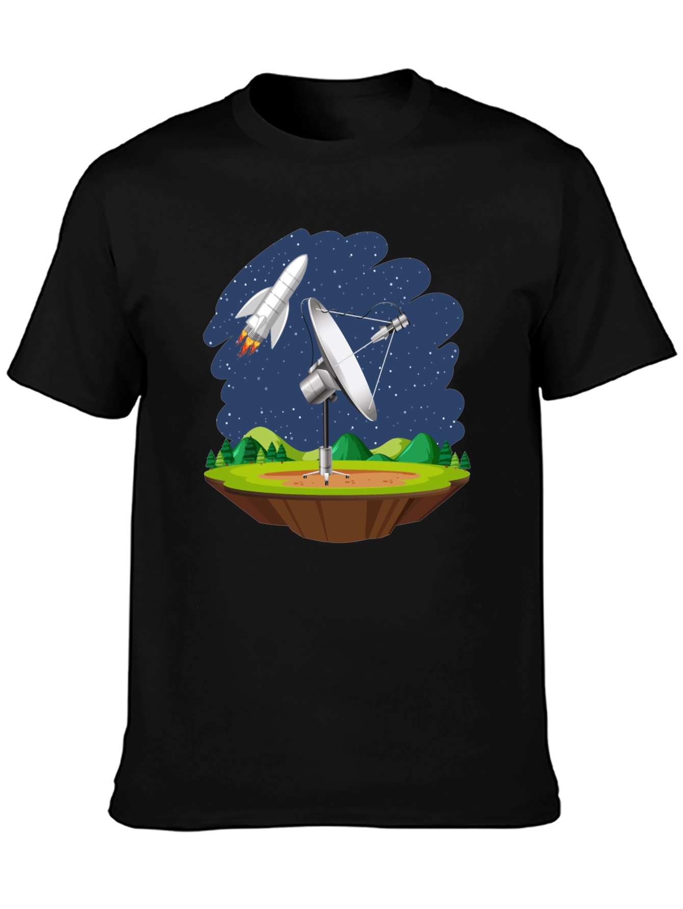 Space Station T-Shirt - Rocket & Satellite Design