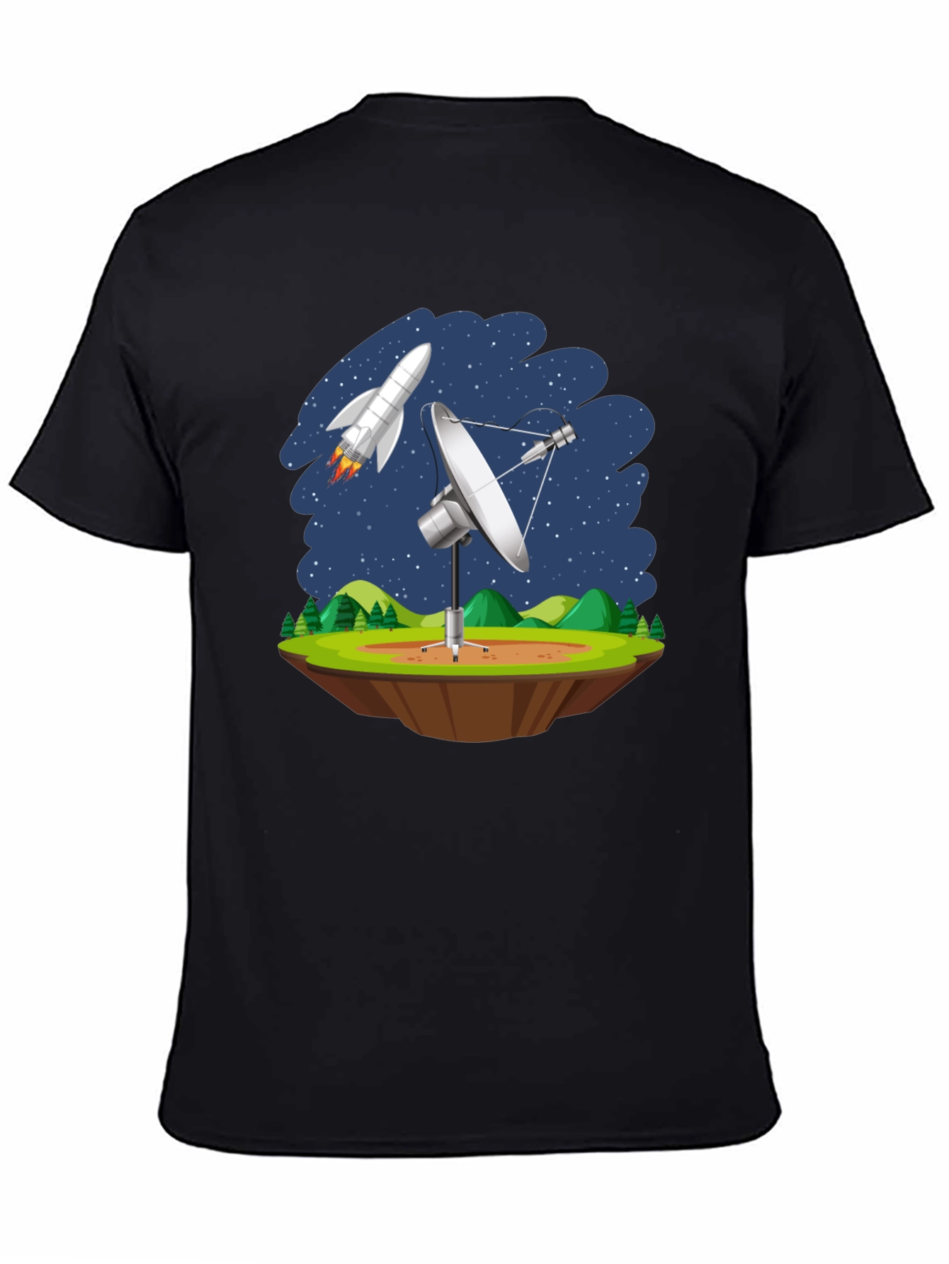 Space Station T-Shirt - Rocket & Satellite Design