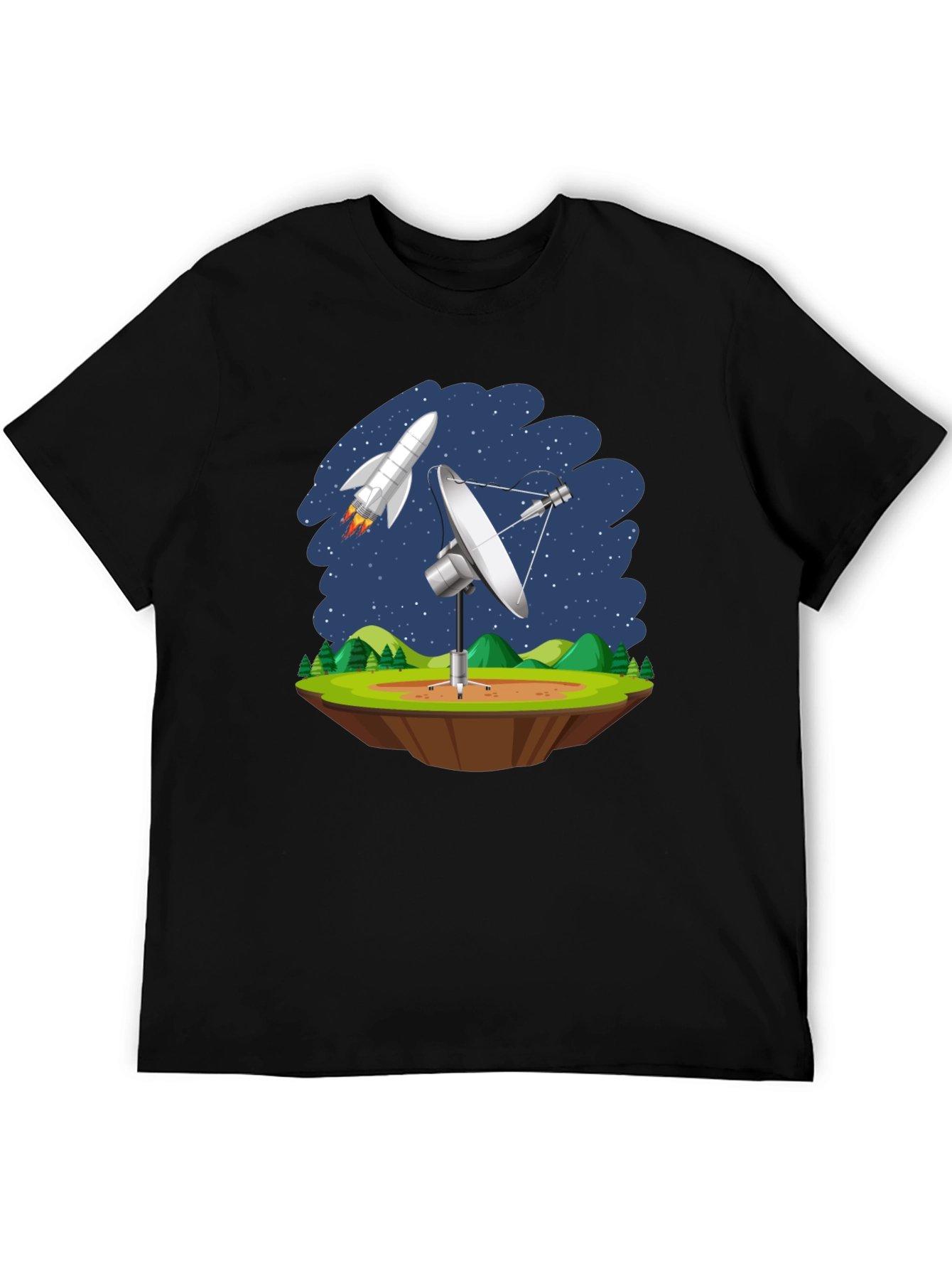 Space Station T-Shirt - Rocket & Satellite Design