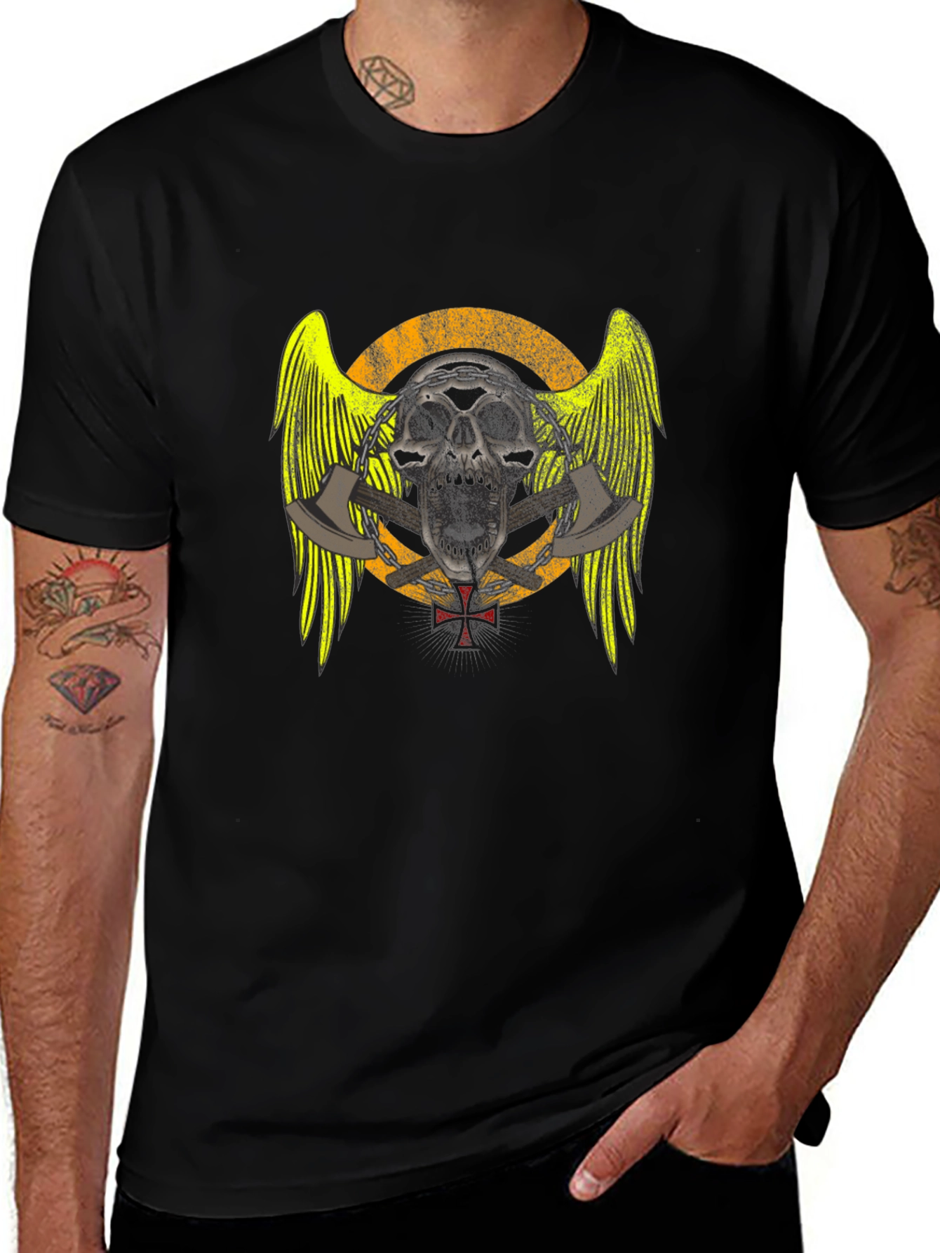 Skull & Axes Graphic T-Shirt - Black