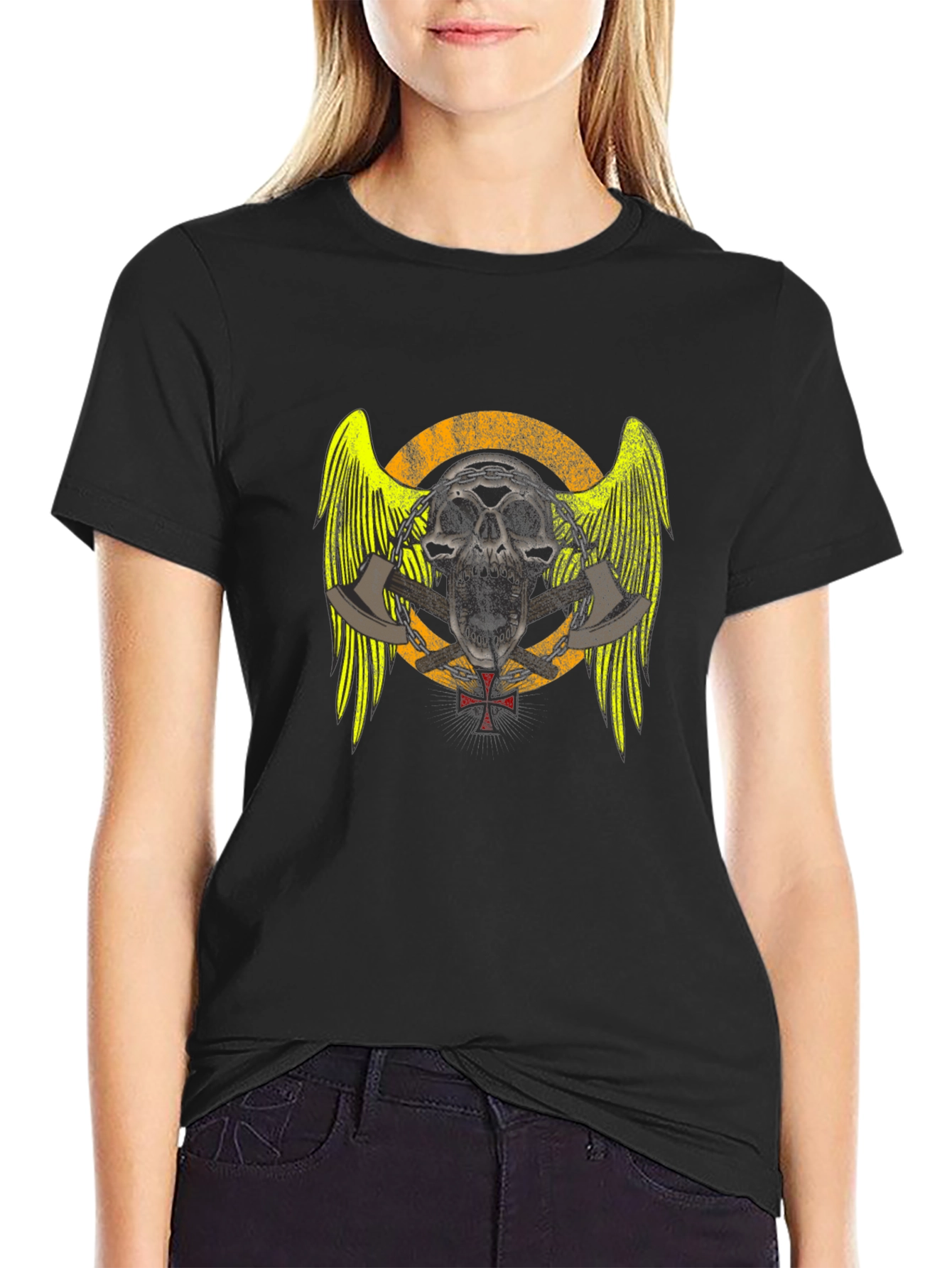 Skull & Axes Graphic T-Shirt - Black